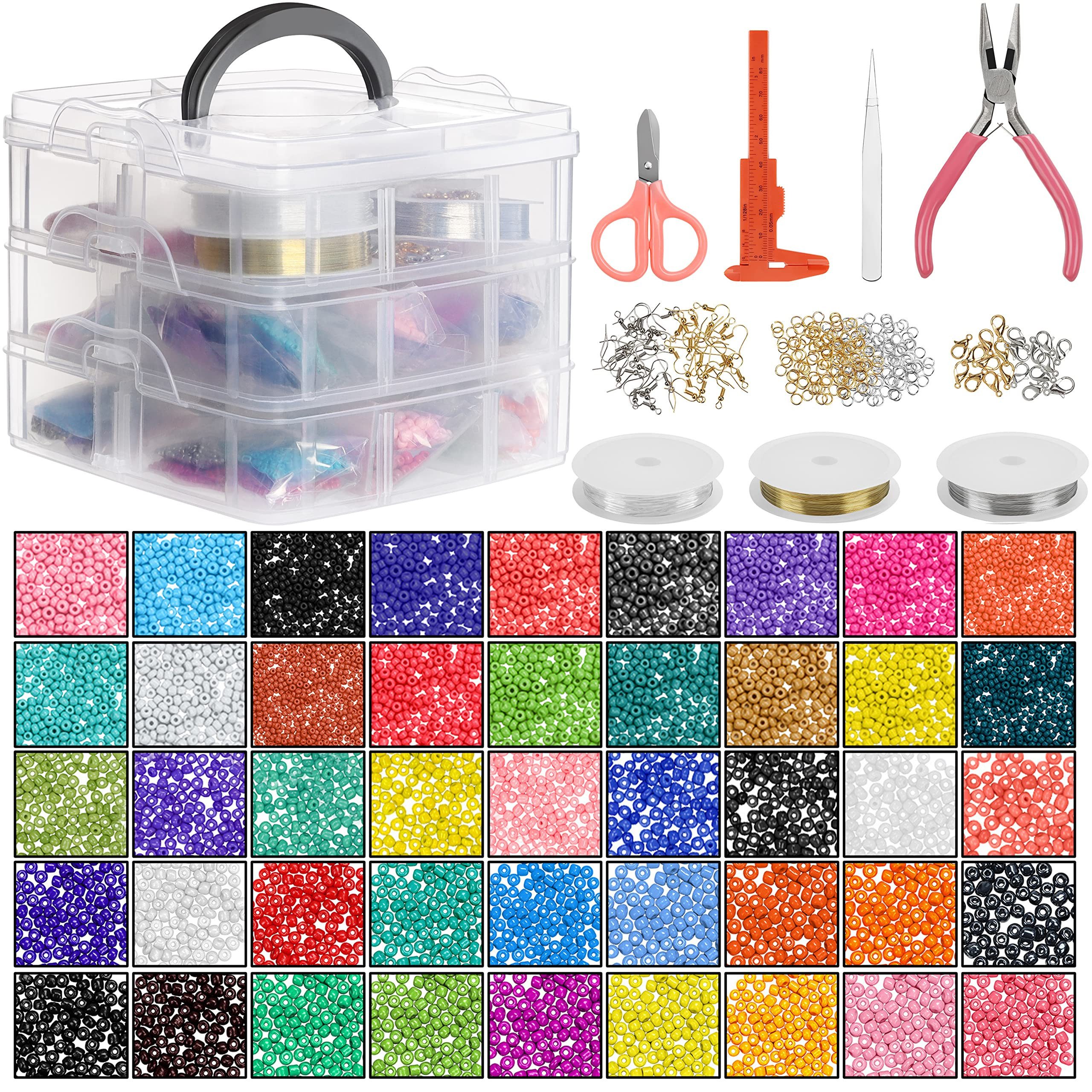 Bastelperlen Armband Perlen Set mit Werkzeug und Aufbewahrungsbox - 26880 Stück