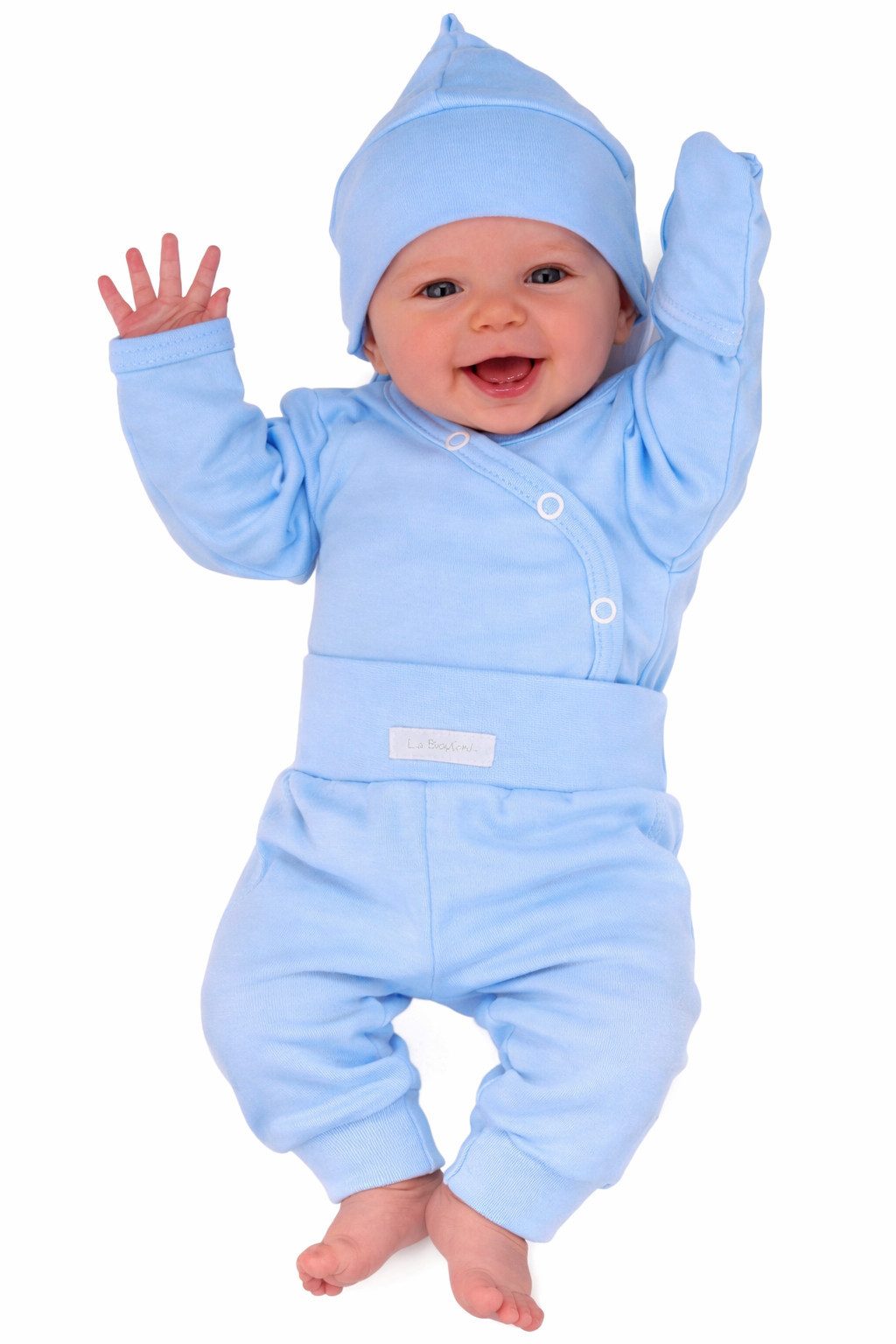 Body & Hose Langarmbody Schlupfhose Mütze Baby Anzug für Neugeborene unisex