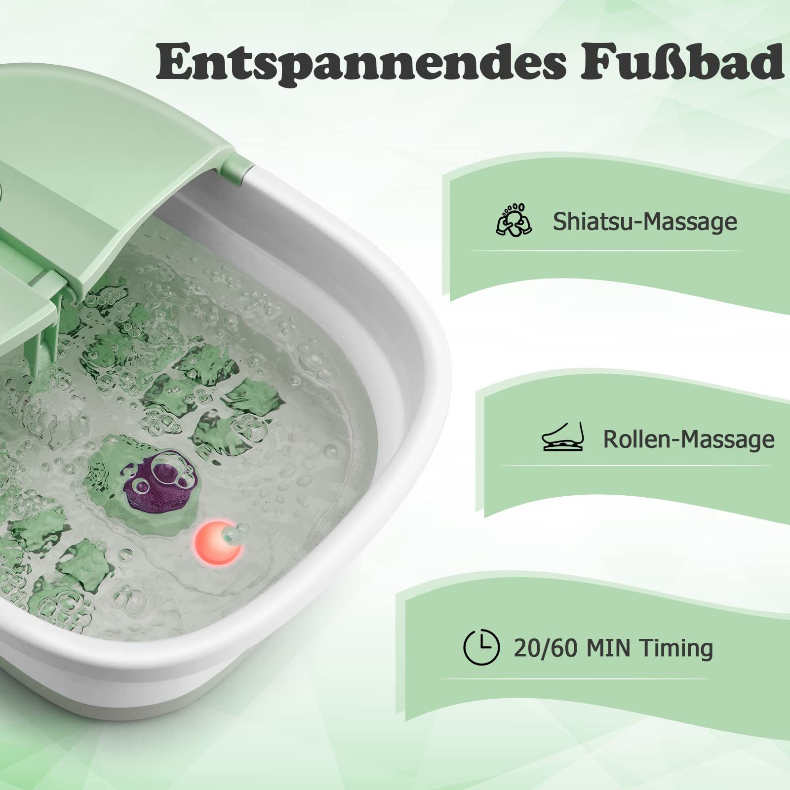 COSTWAY Fußbad mit 16 Massagerollen, Fußmassagegerät mit Fernbedienung