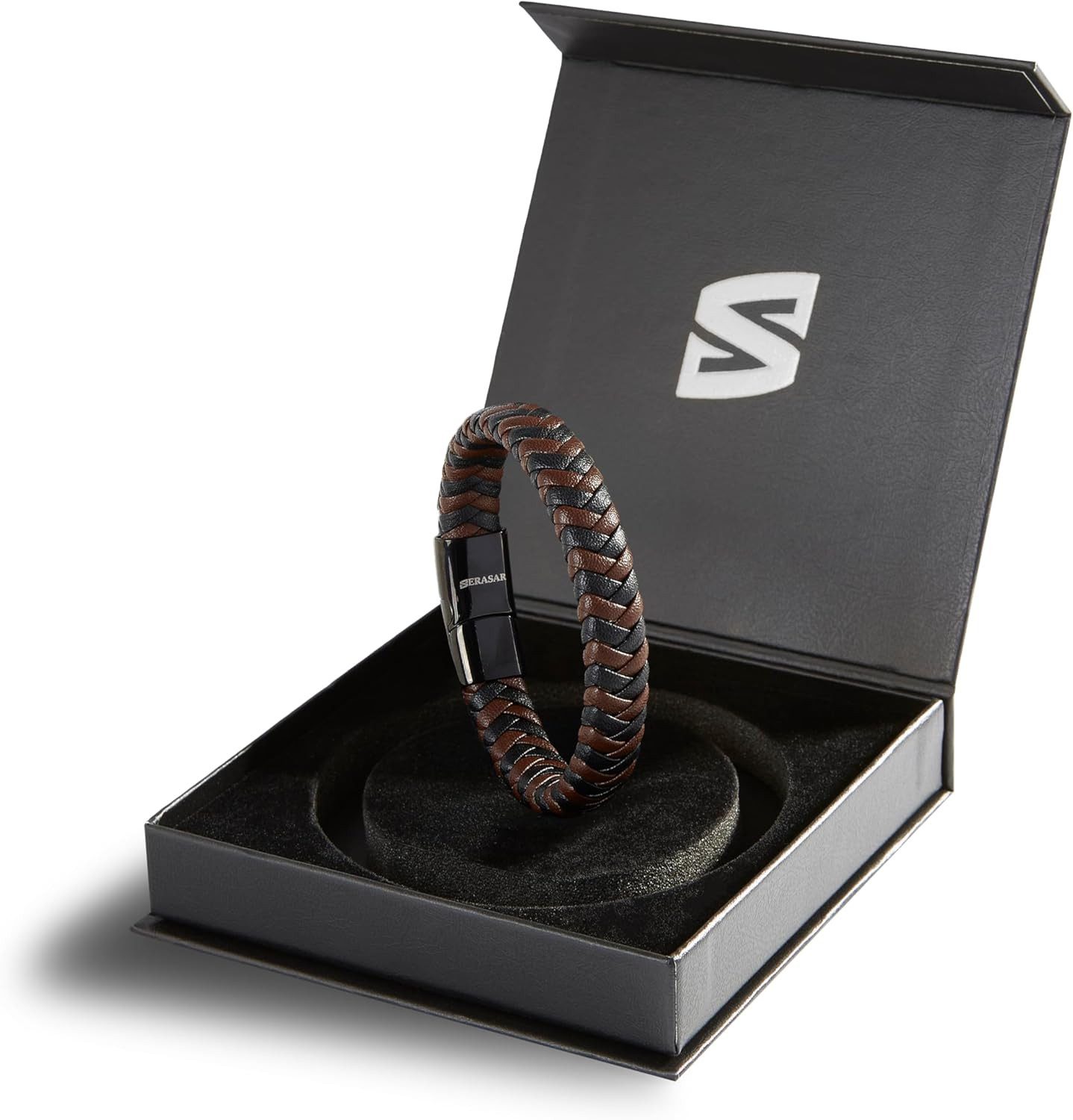 SERASAR Armband Echtlederarmband für Herren "Steady", Magnetic clasp