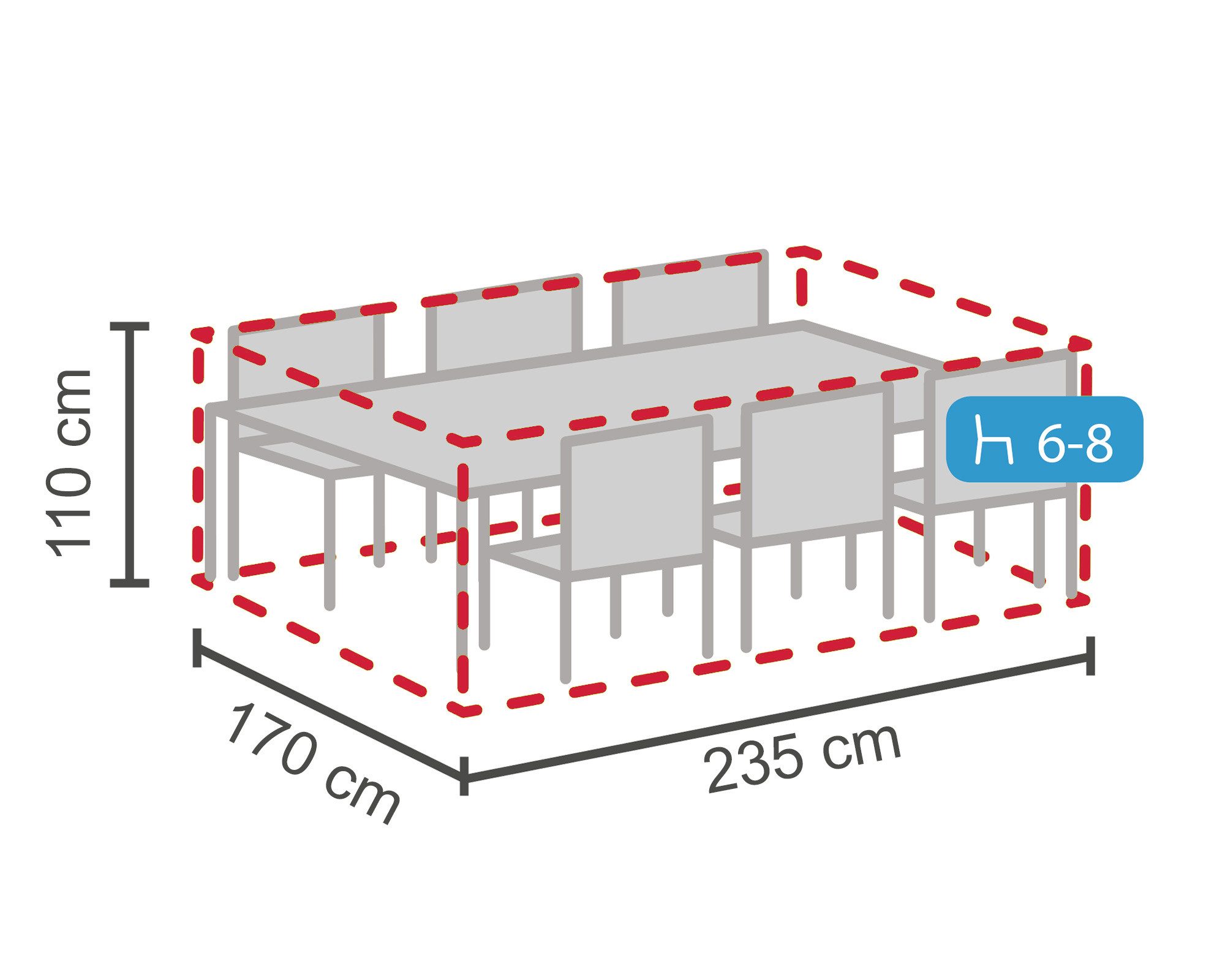 LC Garden Gartenmöbel-Schutzhülle Schutzhülle für Dining Sets M grau 235x170x110cm