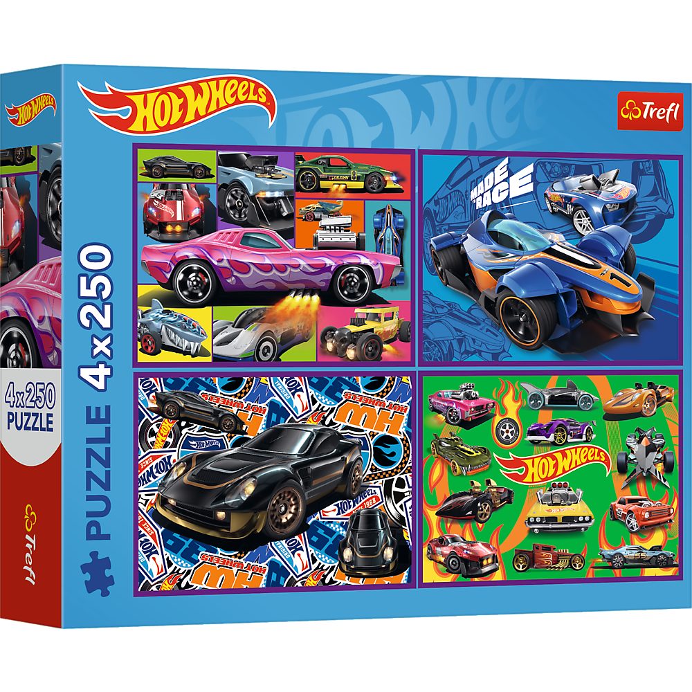 Trefl Puzzle Trefl, Hot Wheels, 4x250 Teile Puzzle, 250 Puzzleteile