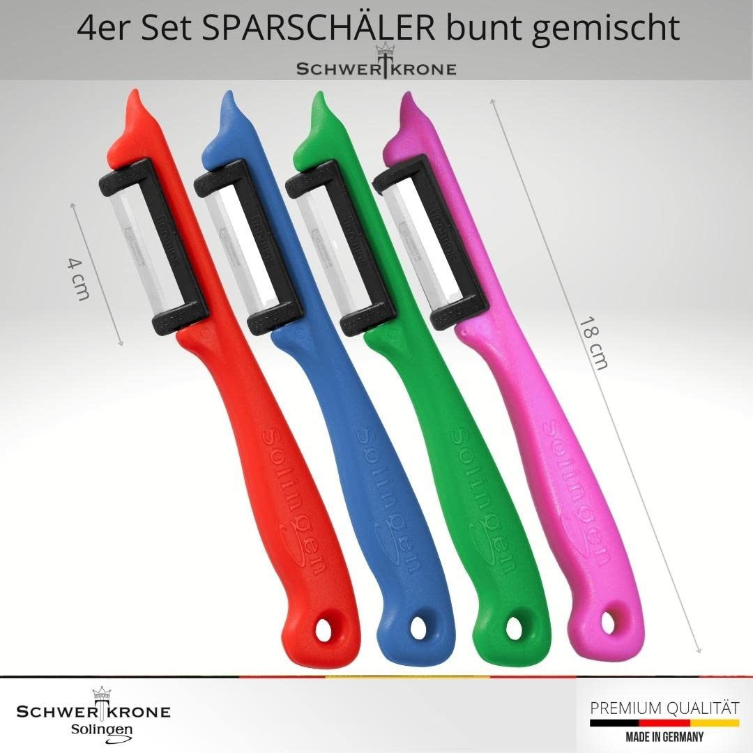 Schwertkrone Sparschäler Schwertkrone Solingen 4 Stück Obstschäler Pendelschäler Gemüseschäler, Germany,Solingen,4 Stück, Zufällige Farbe