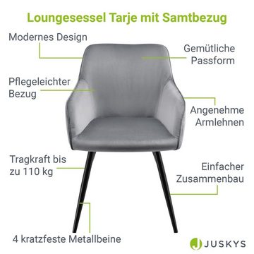 Juskys Loungesessel Tarje, mit Samtbezug, gemütliche Passform, kratzfeste Metallbeine