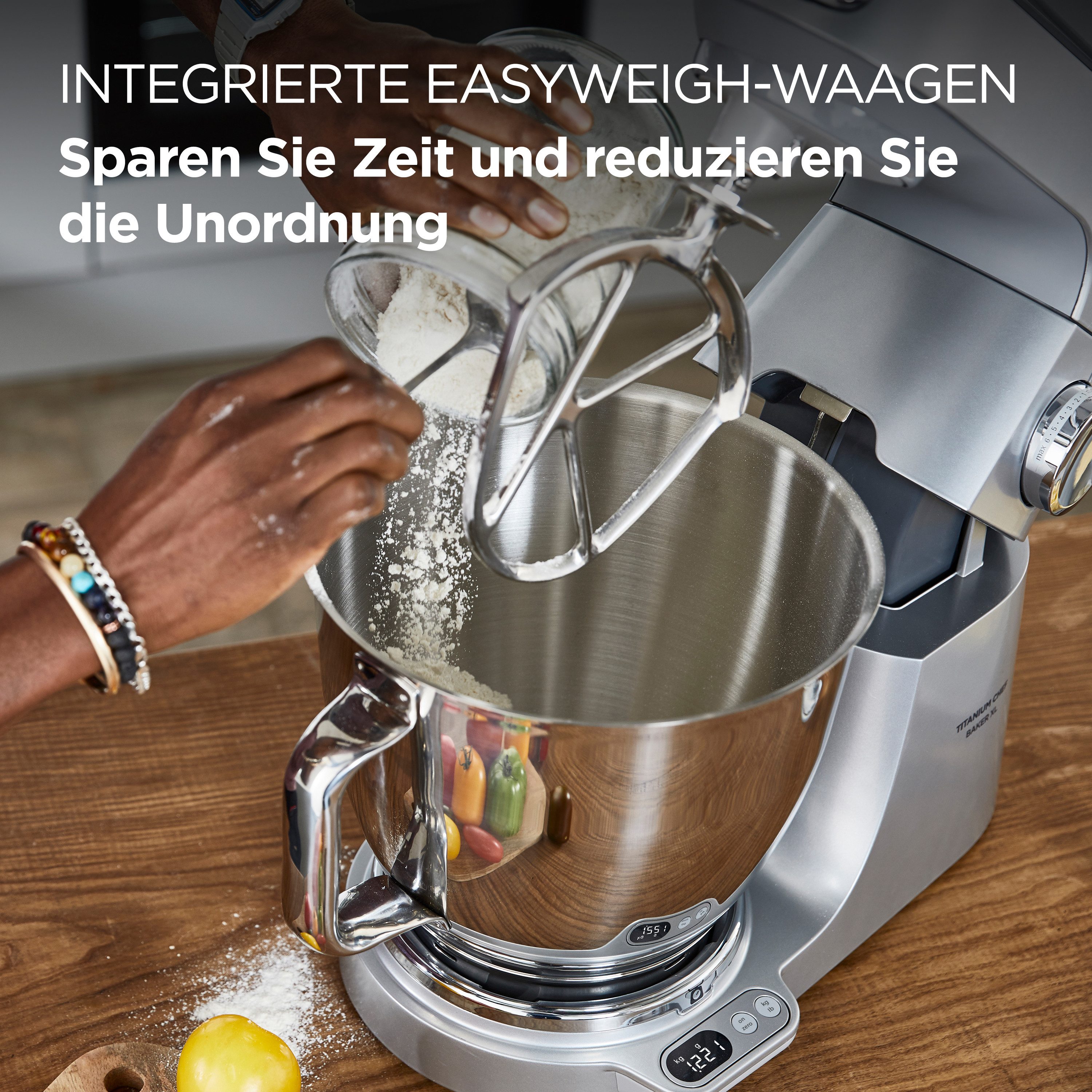 KENWOOD Küchenmaschine Titanium Chef Baker XL KVL85.224SI i, 1200 W, 7 l Schüssel, inkl. umfangreiches Zubehör, integrierter EasyWeigh Waage