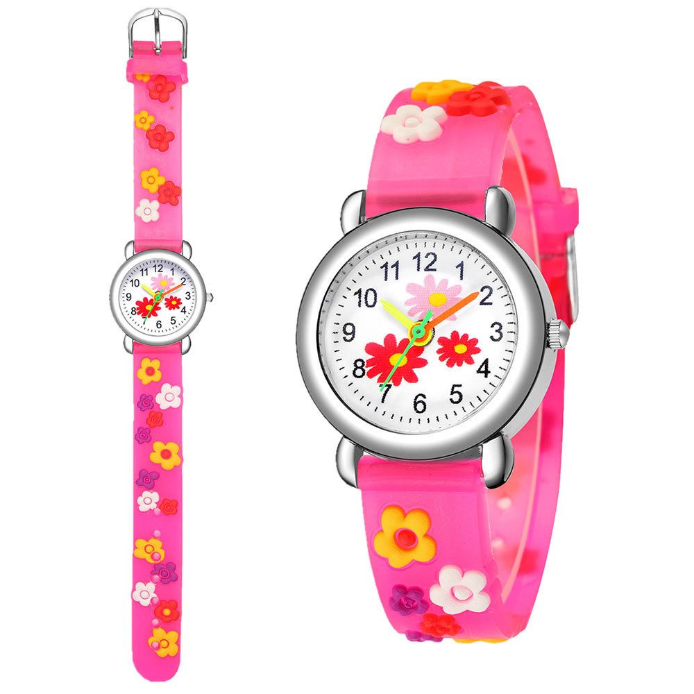 Taffstyle Quarzuhr Kinder Armbanduhr Silikon Uhr Bunte Mädchen Kinderuhr mit Blumen, (Mädchen Jungen Sportuhr Bunte Kinderuhr Farbige Lernuhr Silikonuhr Süß)