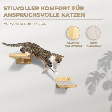 WOOWOOD Katzen-Kletterwand Katzentreppen 3er-Set für kleine und große Katzen, Katzentreppe für die Wand; Stabil; Aus Holz gefertigt; Rutschfest