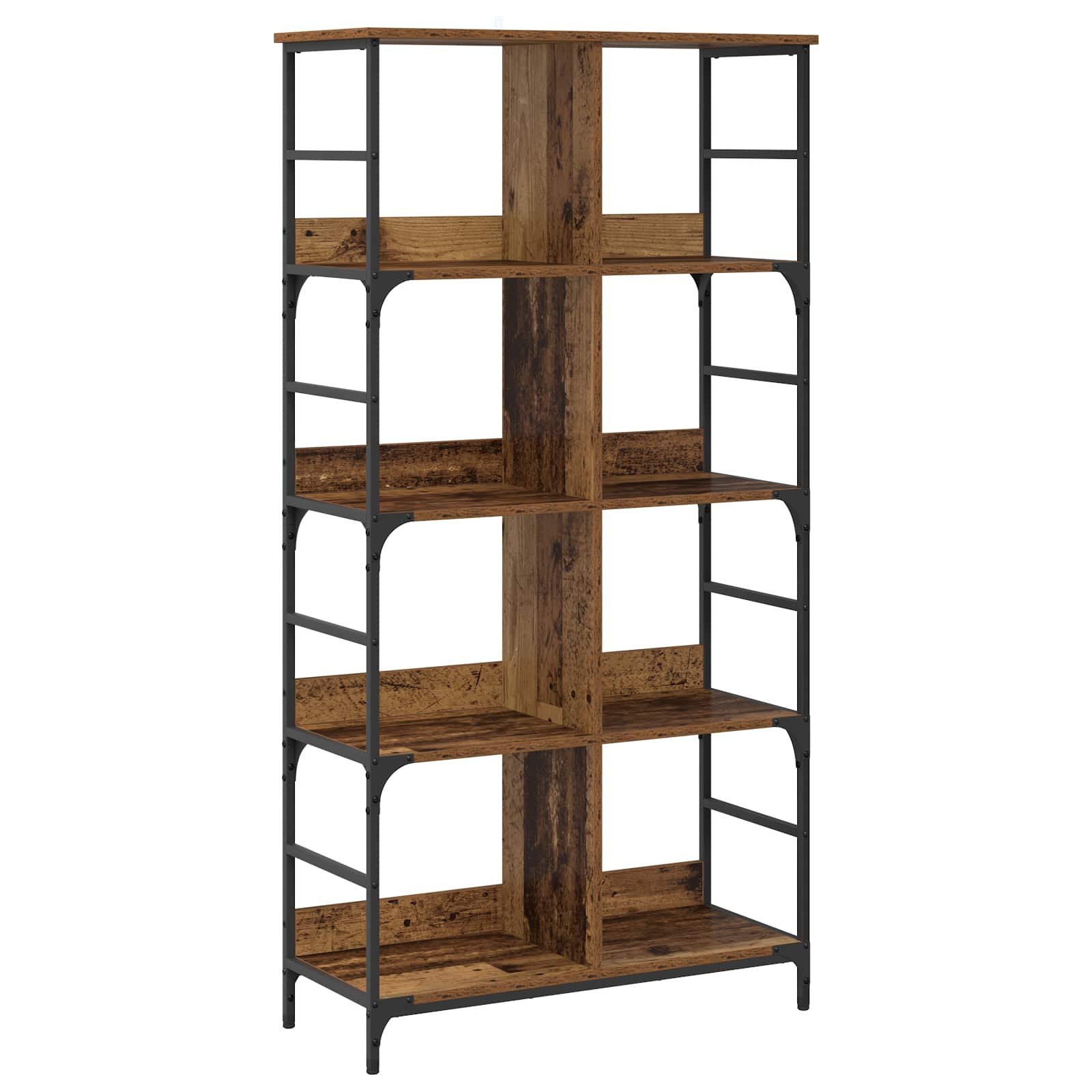 vidaXL Bücherregal Regal 4 Ebenen 78,5 x 33 x 153 cm Metall PB Altholz, 1-tlg.
