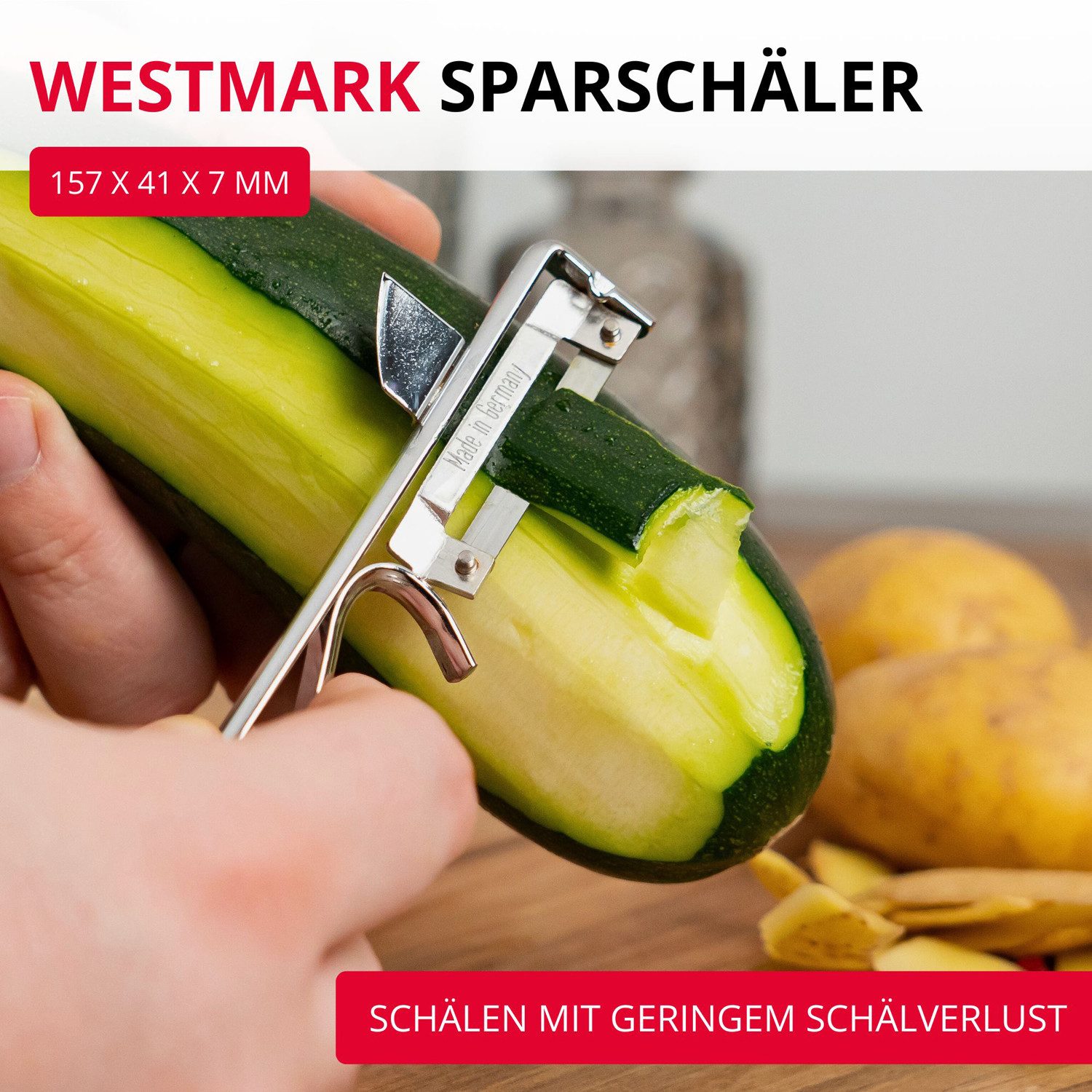 WESTMARK Sparschäler Universal Pendelschäler mit geschärftem Ausstecher, Edelstahlklinge