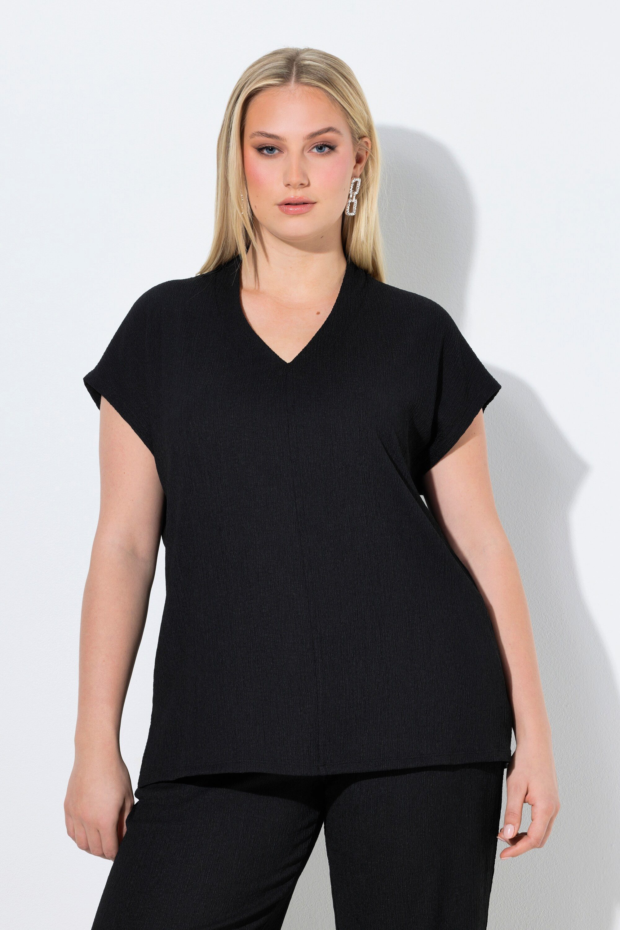 T-Shirt T-Shirt Oversized Kelchkragen V-Ausschnitt Halbarm
