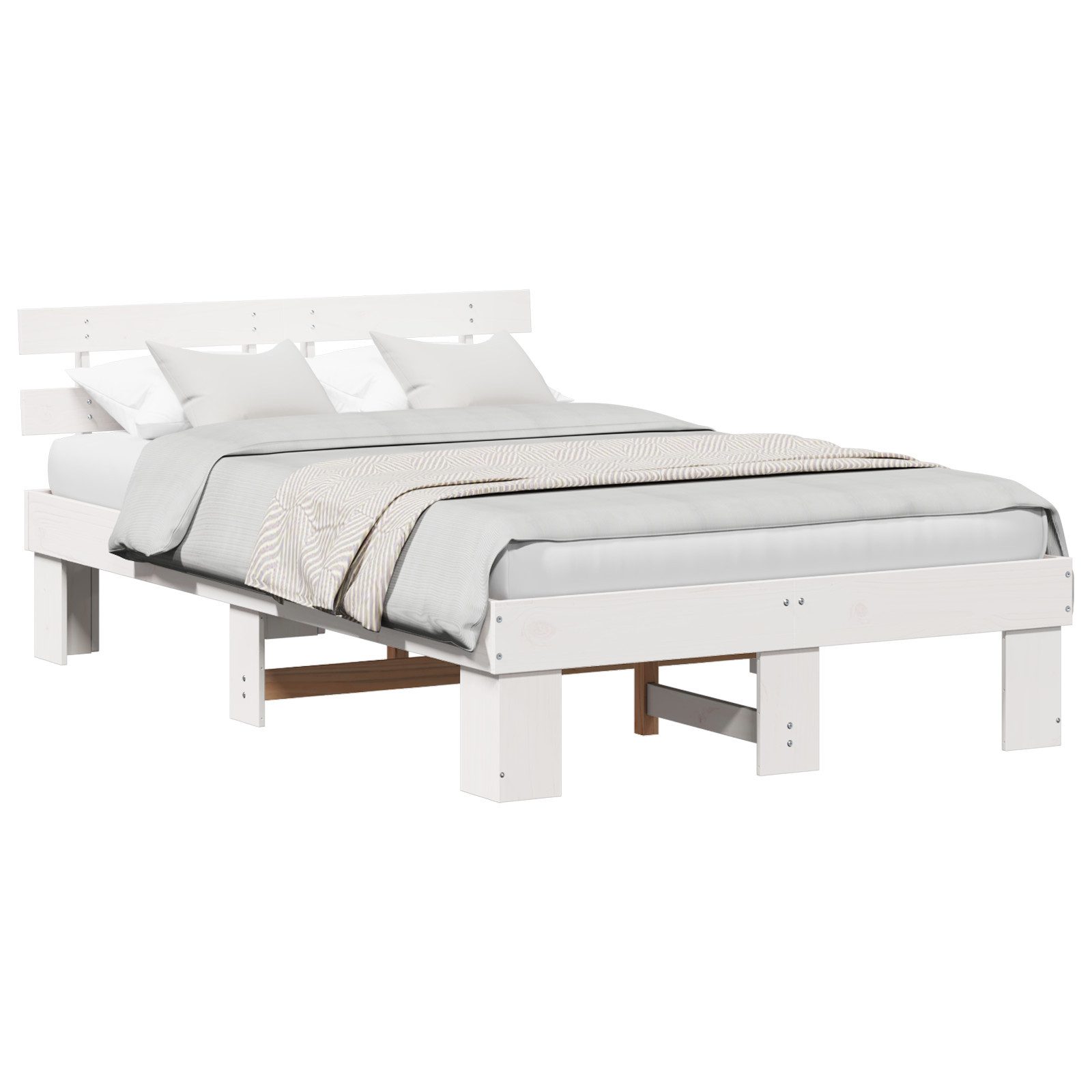vidaXL Bett Bettgestell mit Kopfteil Weiß günstig online kaufen