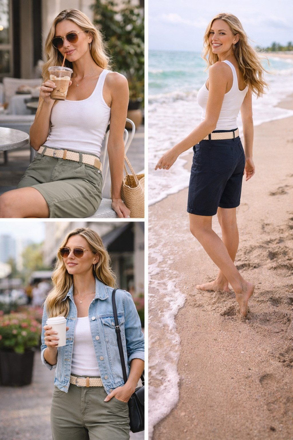 SUBLEVEL Shorts Damen Bermudas kurze Hose Baumwolle Jeans Sommer Chino Stoff