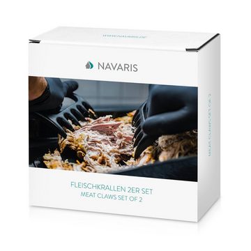 Navaris Fleischgabel, BBQ Fleischkrallen 2er Set - spülmaschinenfest - für Pulled Pork - Fleisch Krallen Grillzubehör - Grill Bärenkrallen Meat Claws