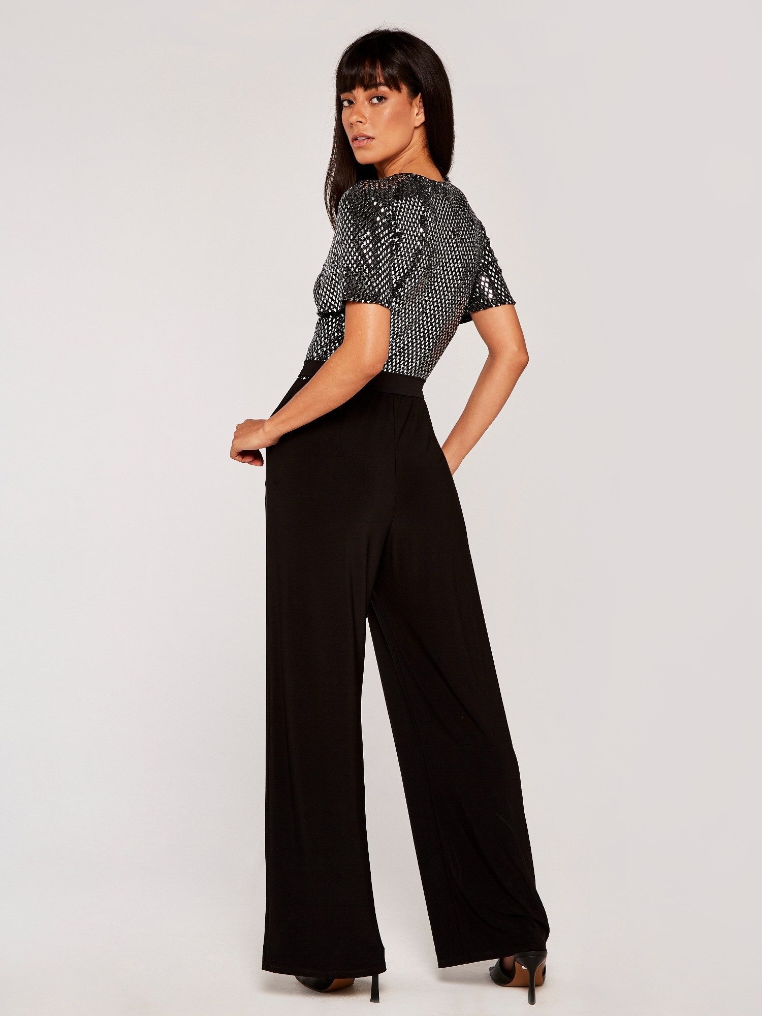 Apricot Jumpsuit Party-Overall, mit Pailletten günstig online kaufen