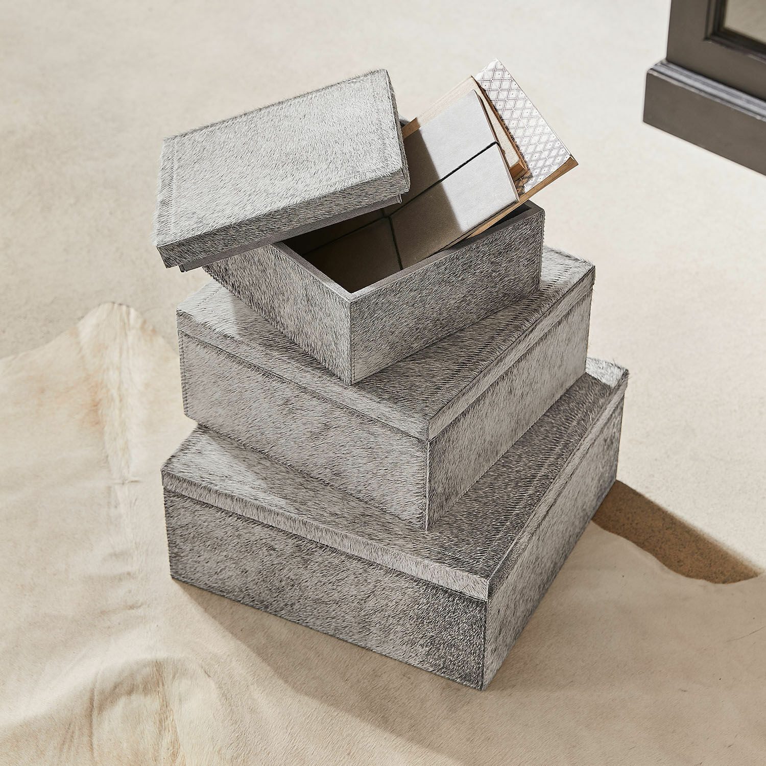 Mirabeau Dekokorb Box 3er Set Kélisandre grau (3er Set, 3er Set)