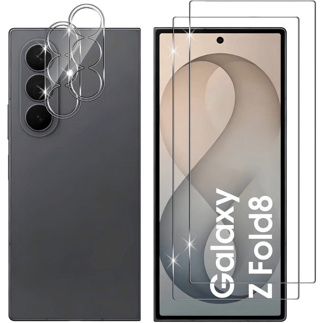 SmartUP Displayschutzglas 2X Schutzglas für Samsung Galaxy Z Fold 8 Display Kamera Panzerfolie für Samsung Galaxy Z Fold 8, 4 Stück, Rundumschutz, passgenaue Verarbeitung