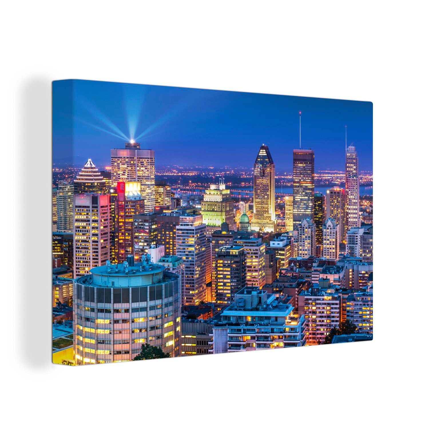 Wandbild Aufhängefertig, Leinwandbilder, Skyline St), in Leinwandbild in Wanddeko, cm Montreal, Sommernacht OneMillionCanvasses® 30x20 Kanada, (1 einer