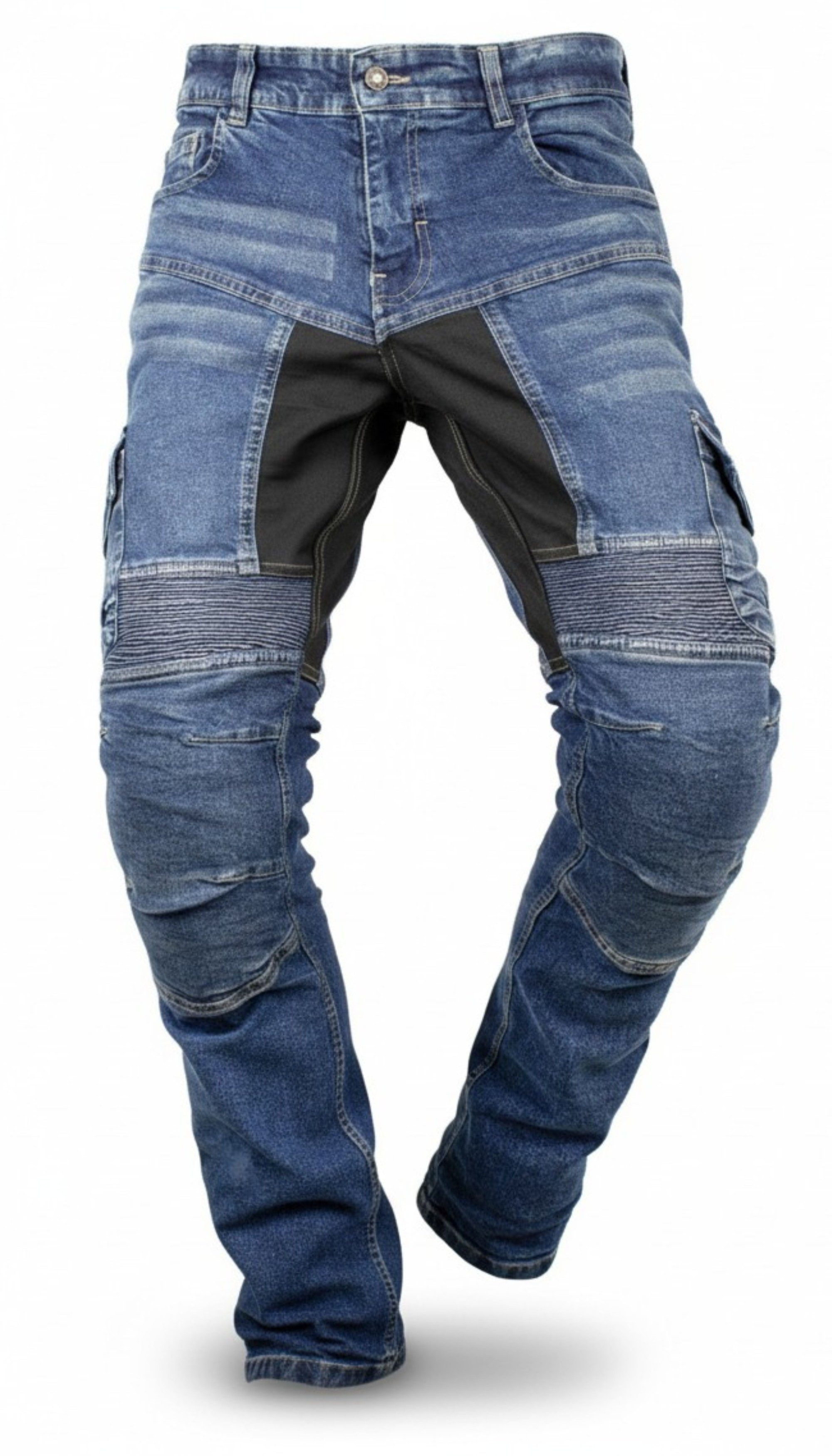 MDM Motorradhose Herren Motorrad Jeans mit Protektoren, Cargo Biker Hose