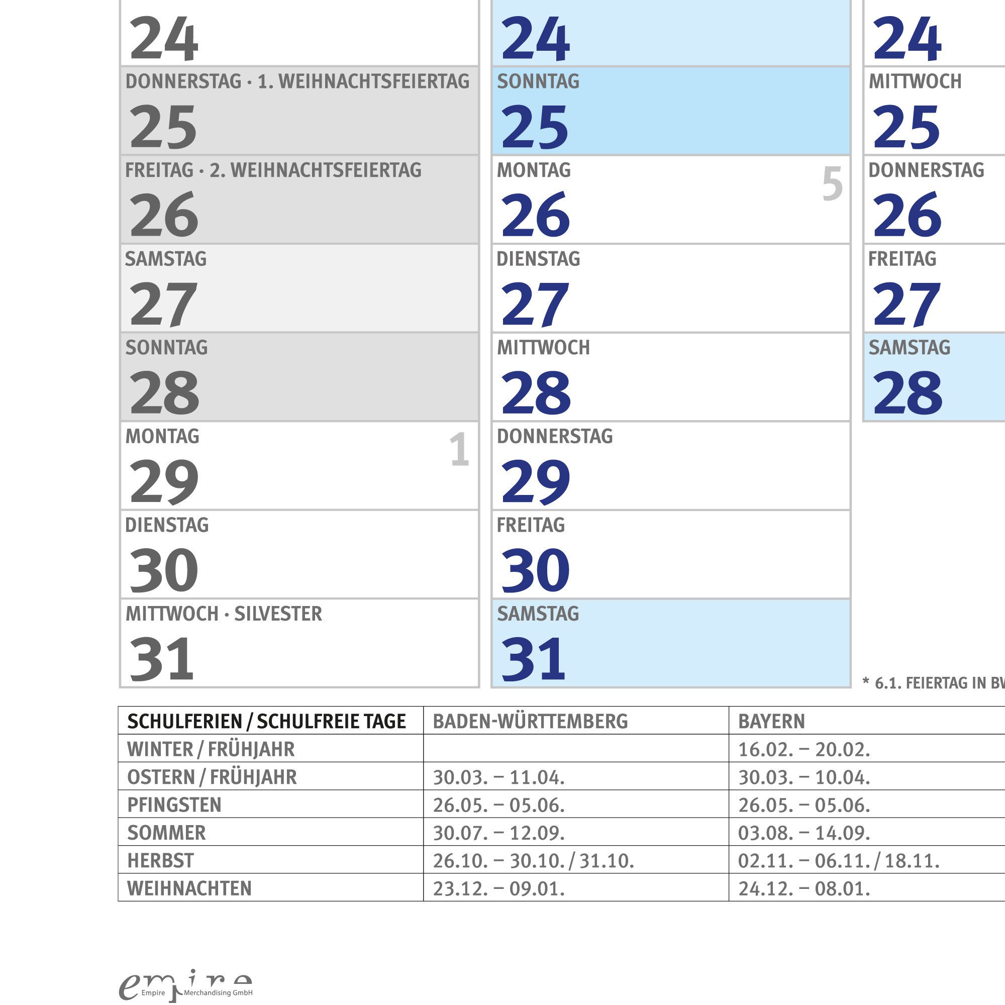Poster Jahresplaner 2026 gefaltet - Wandplaner Kalender Poster Druck - Größe