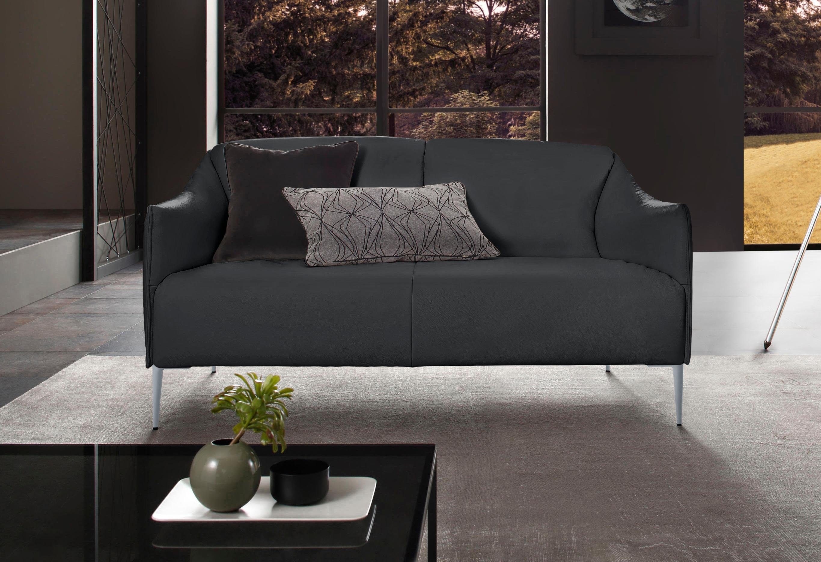 W.SCHILLIG 2-Sitzer matt, Breite schwarz 154 cm Metallfüßen sally, Silber Z59 in mit