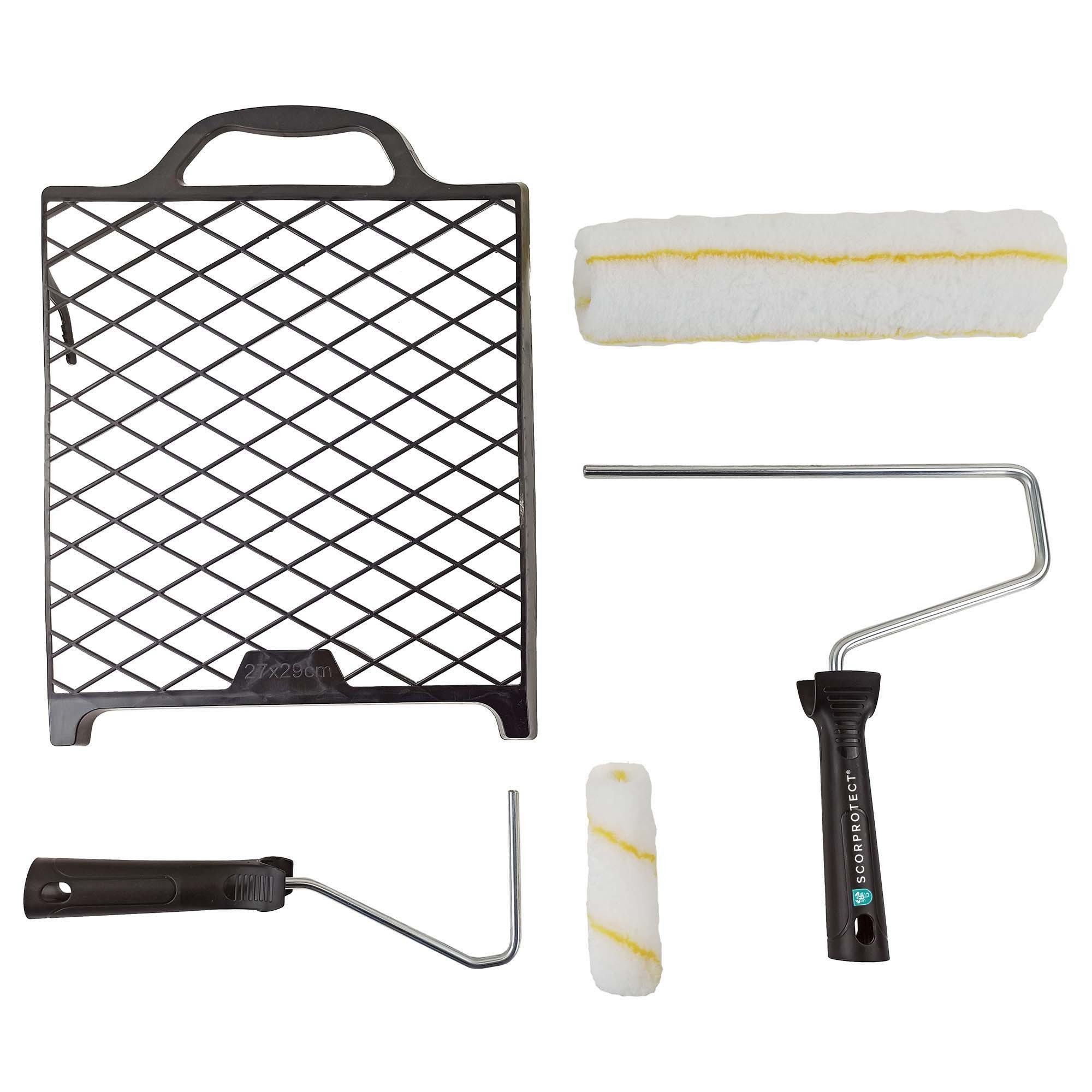 Scorprotect® Малярный валик Streich-Set 5-teilig mit Farbwalze, Bügel und Abstreifgitter