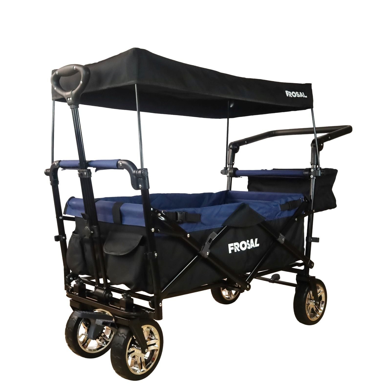 Frosal Bollerwagen Lars faltbar mit Dach, klappbar blau schwarz