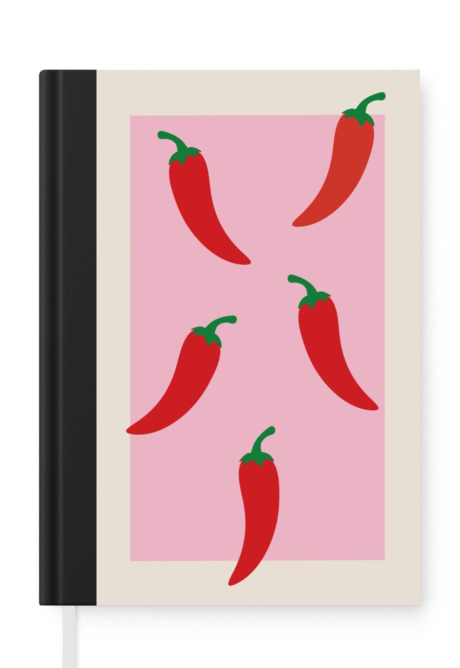 MuchoWow Notizbuch Paprika - Rot - Illustration, Notebook, Notizblock a5, Tagebuch, Journal Liniert