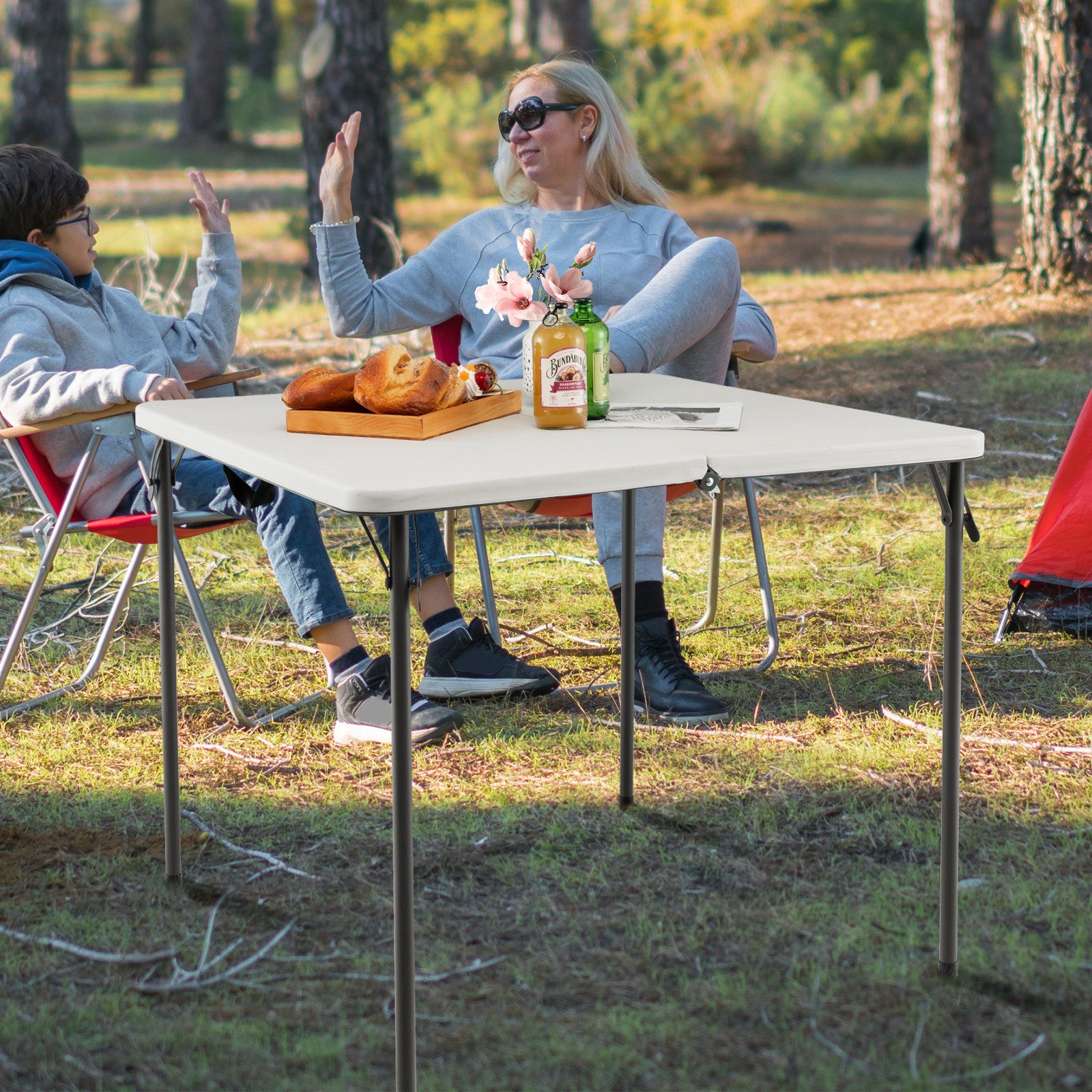 COSTWAY Campingtisch, Klapptisch Balkontisch für 4 Personen, bis 100 kg