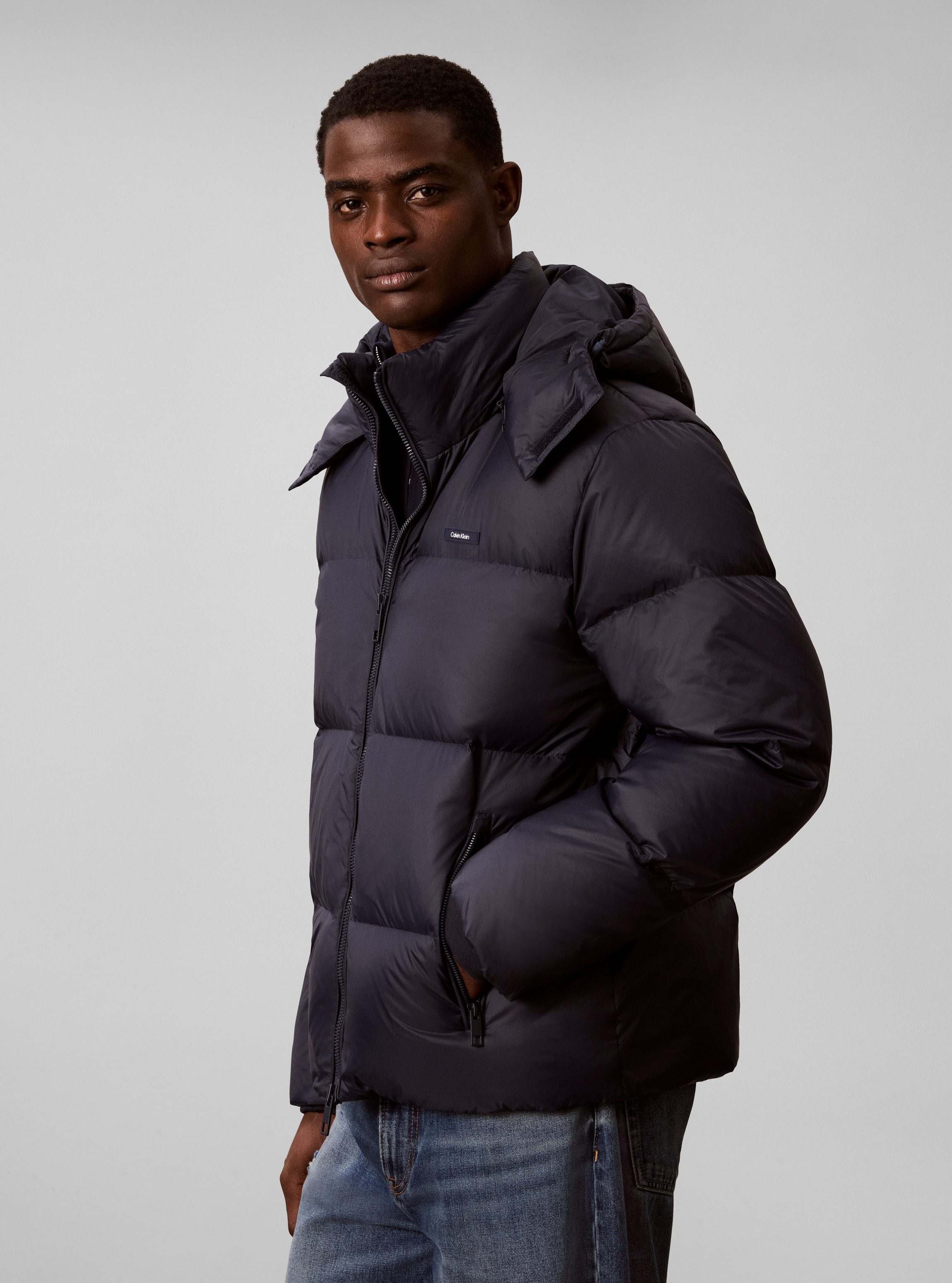 Calvin Klein Steppjacke NYLON DETACHABLE HOOD DOWN Regular fit mit Kapuze