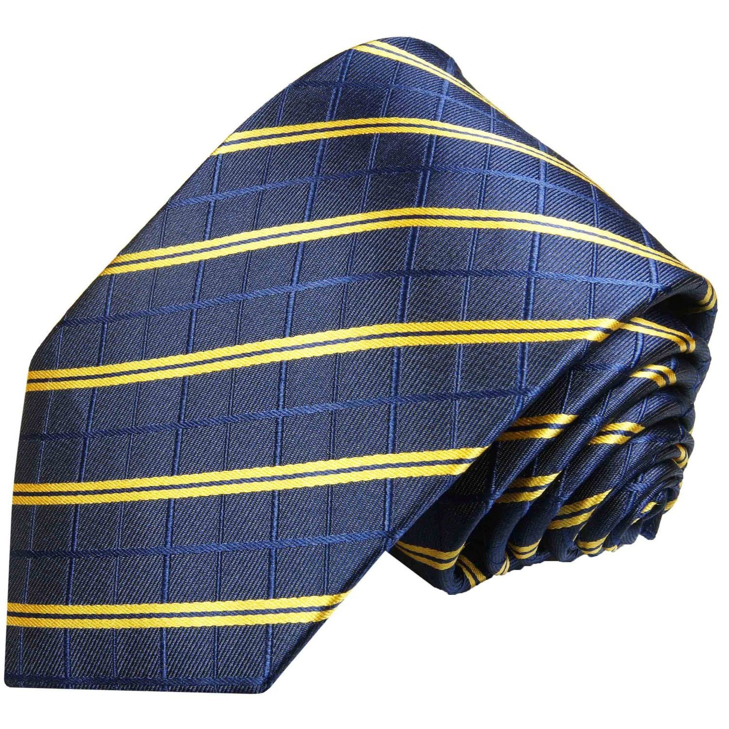 Paul Malone Krawatte Moderne Herren Seidenkrawatte gestreift 100% Seide Schmal (6cm), blau gold 2021