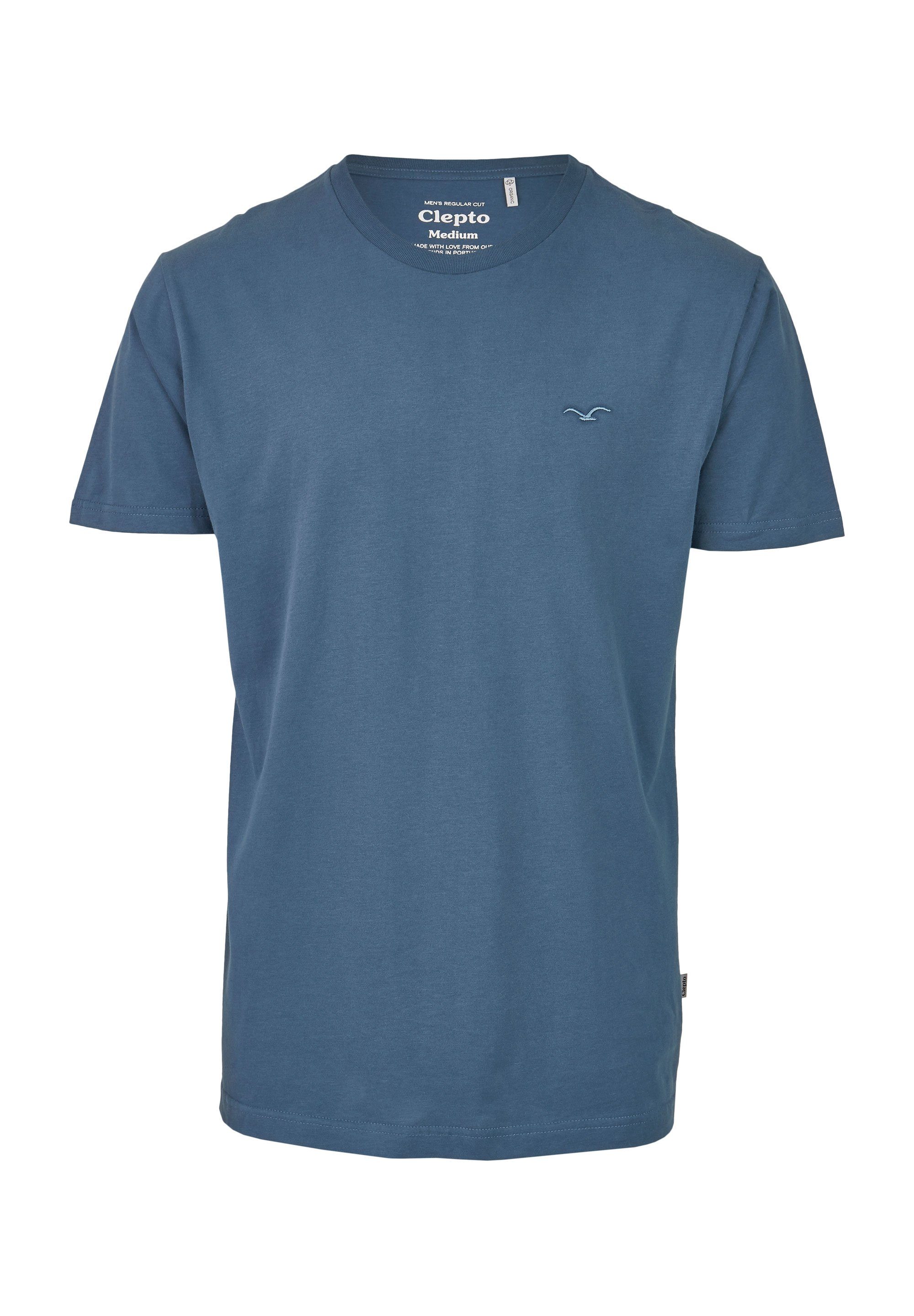 (1-tlg) Logo-Stickerei T-Shirt Ligull blau-blau kleiner Cleptomanicx mit Regular