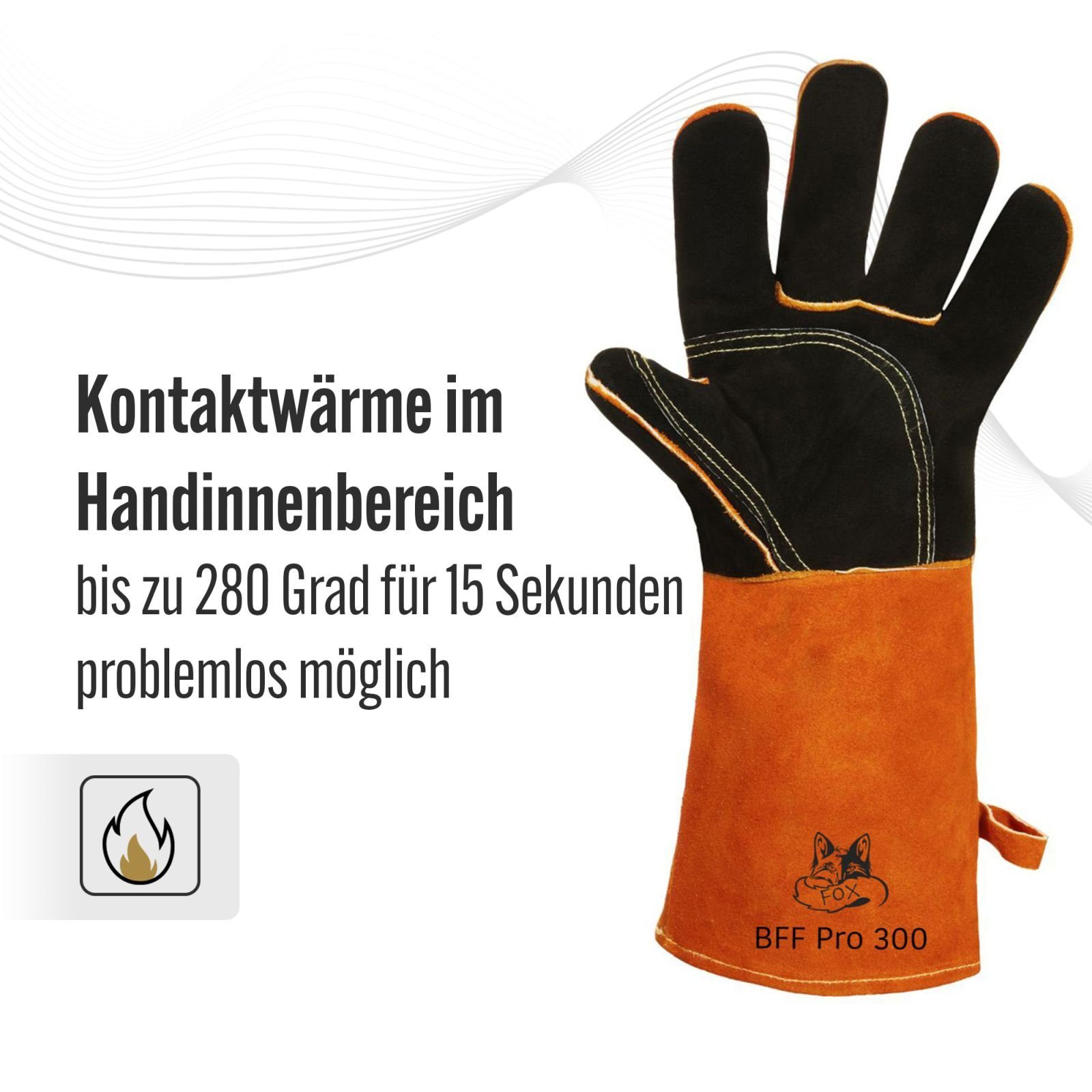 feuerfeste (Set), BLACK Aramid orange Grillhandschuhe, 300 Ultra-Orange FOX FOREST ultra Grillhandschuhe Pro