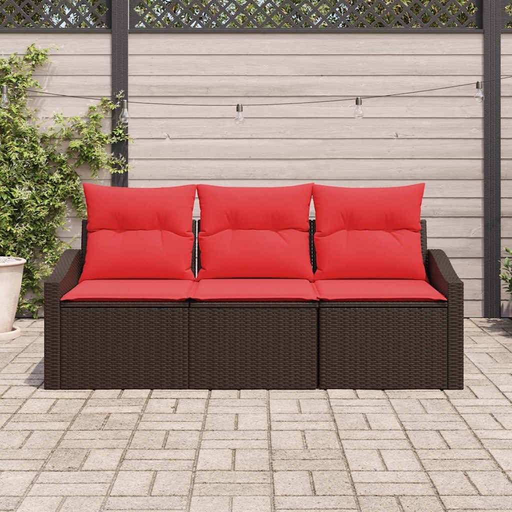 vidaXL Gartenlounge-Set Sofa Set 3 Stk. Braun [Synthetisch]: Poly Rattan, (3-tlg)
