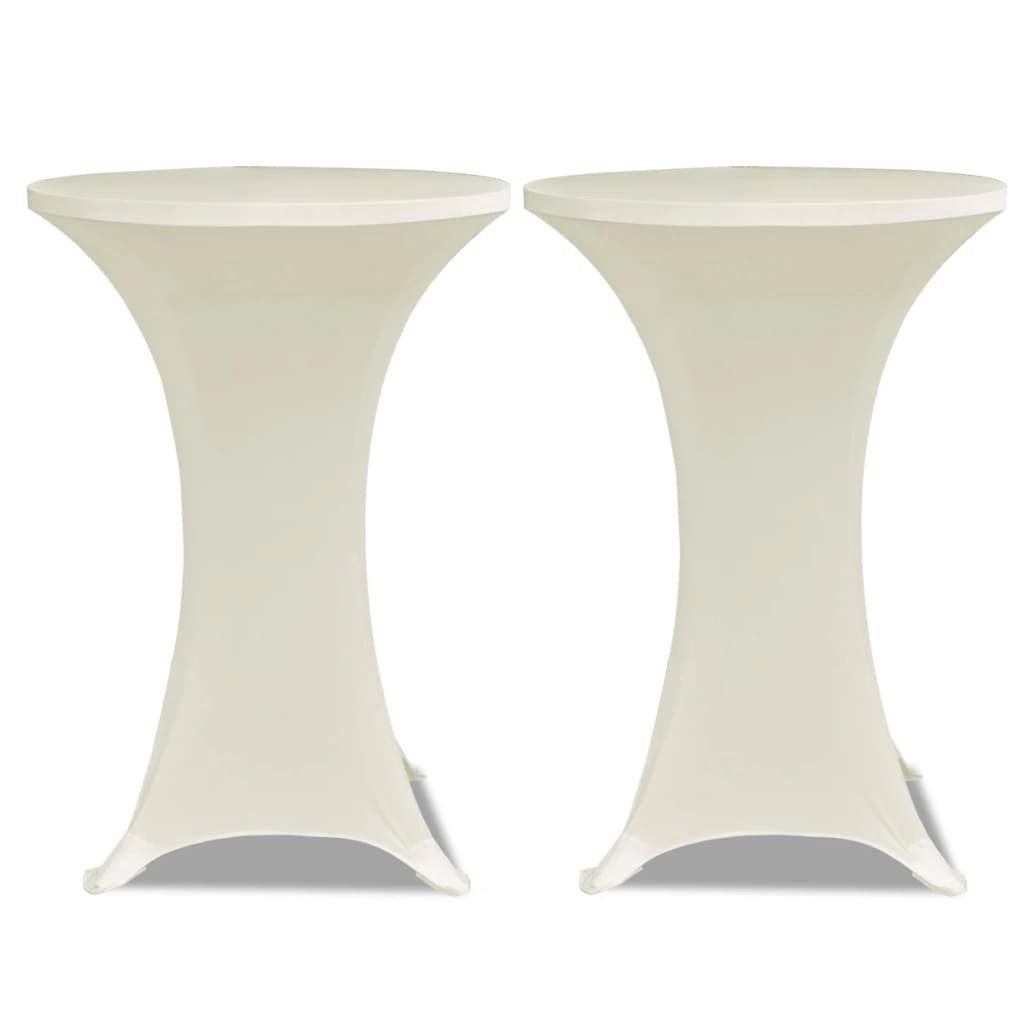 Hussen-Set 2 x Tischhusse für Stehtisch Stretchhusse Ø80 cm cremefarben