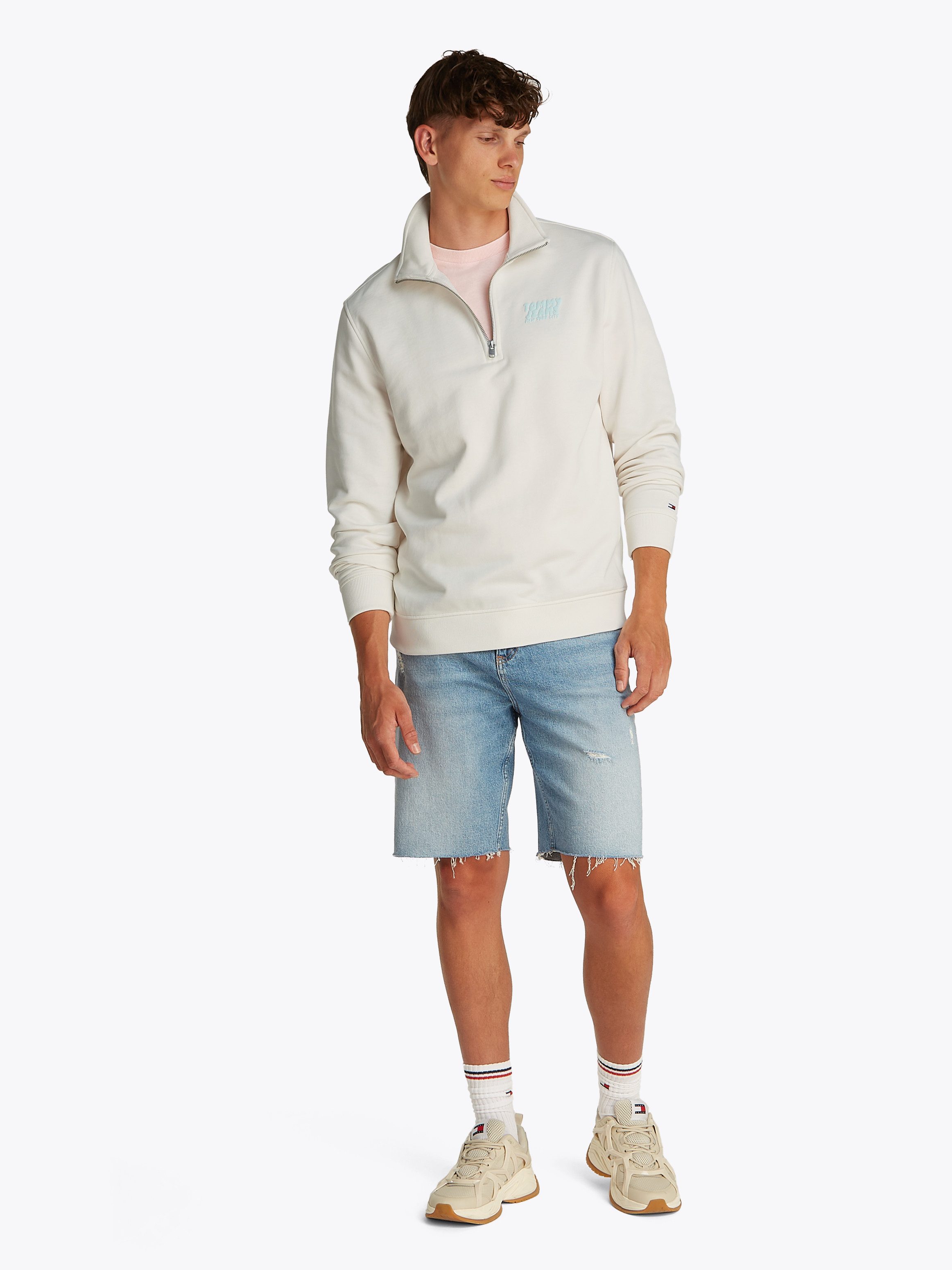 Tommy Jeans Sweatshirt TJM REG BUBBLE QRTR ZIP FRNT/BCK mit großem Rückenprint