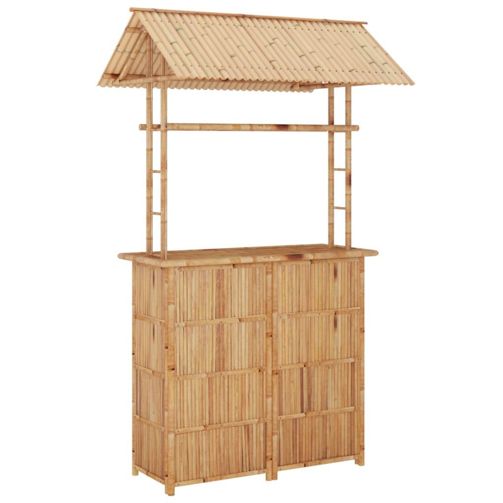 furnicato Bargruppe Bar-Set aus Bambus mit 215 cm Bartheke und 40x50x97 cm Stühlen, (1-tlg), Klappbare Sitzgruppe mit schützendem Dach für Garten und Terrasse