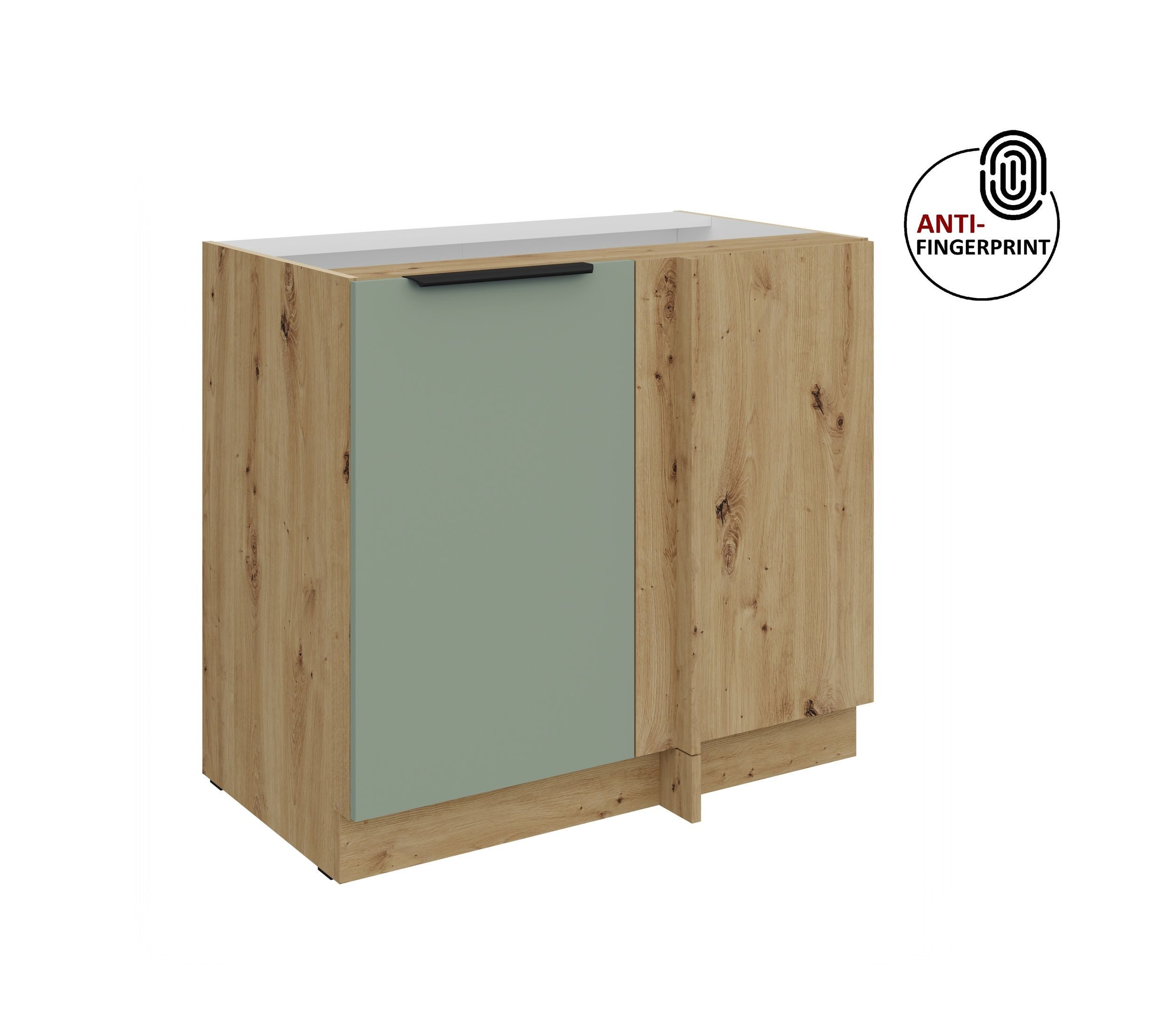 Küchen-Preisbombe Eckunterschrank 105 cm Küche ARIA Aquamarin ultra matt Anti Fingerprint Küchenzeile