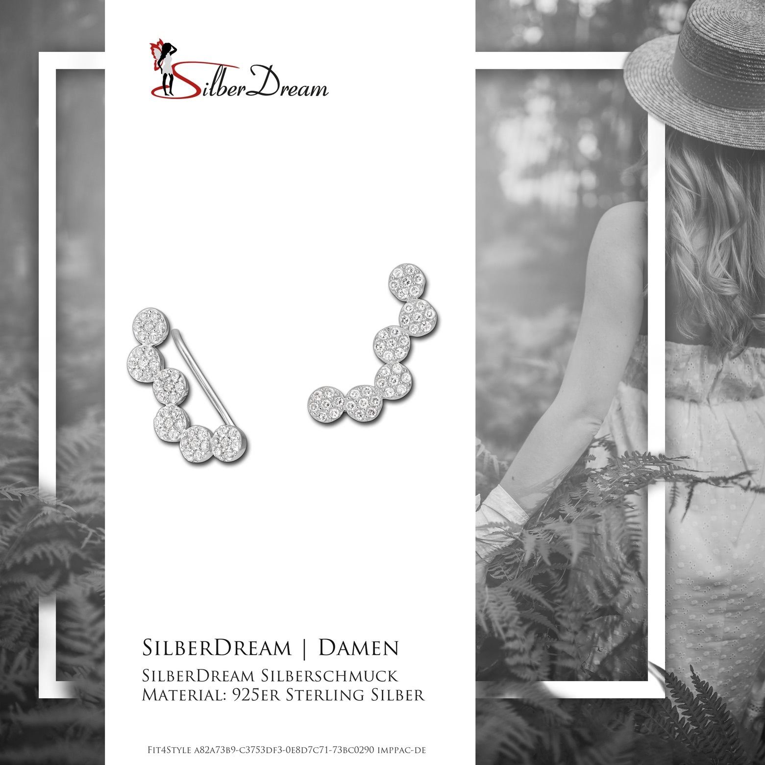 SilberDream Paar Ohrklemmen SilberDream weiß Ear Cuff Kreise Ohrringe (Ohrklemme), Damen Ohrklemme Ear Cuff Kreise 925 Sterling Silber, weiß