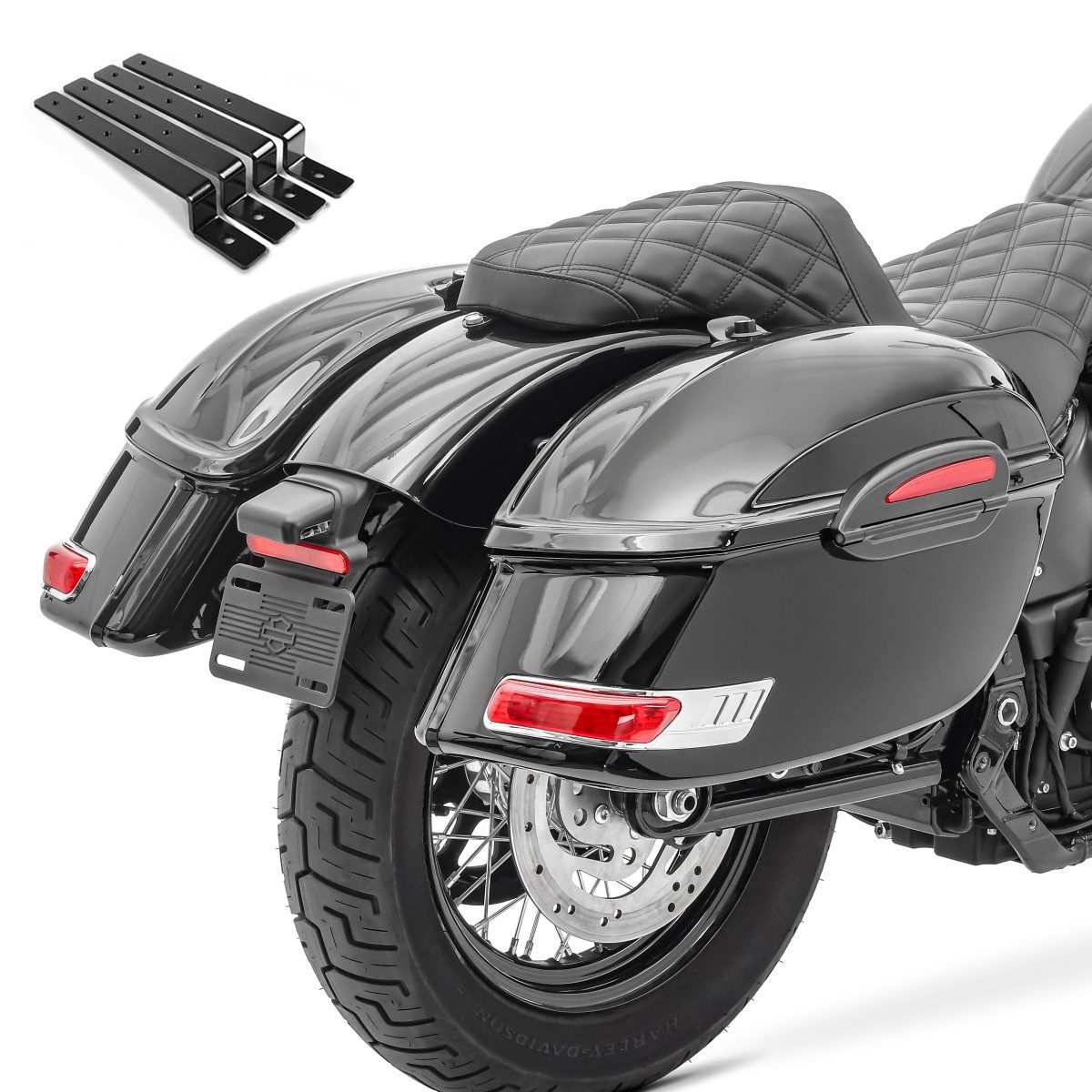 Koffer Chopper Seitenkoffer Delaware (Paar) je 33 Liter schwarz + Haltesatz