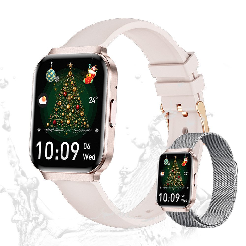 Valdus Damen's Telefonfunktion IP68 Wasserdicht Fitness-Tracker Smartwatch (1.75 Zoll, Android/iOS), Luxus Fitnessuhr mit Herzfrequenz, Musiksteuerung & Zykluserinnerung