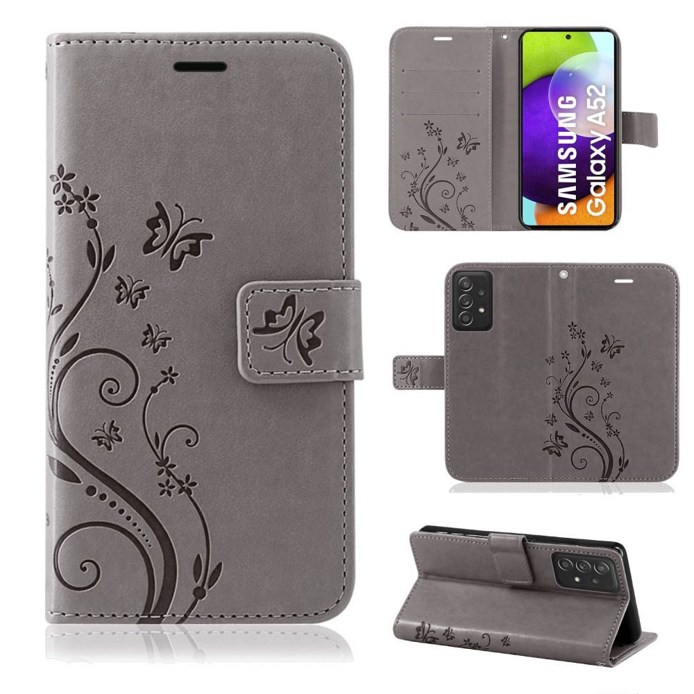 betterfon Handyhülle Handytasche für Samsung Galaxy A52 5G Wallet Case Handyhülle Grau, Wallet Case mit Kartenfächern Magnetverschluss und weicher Innenhülle