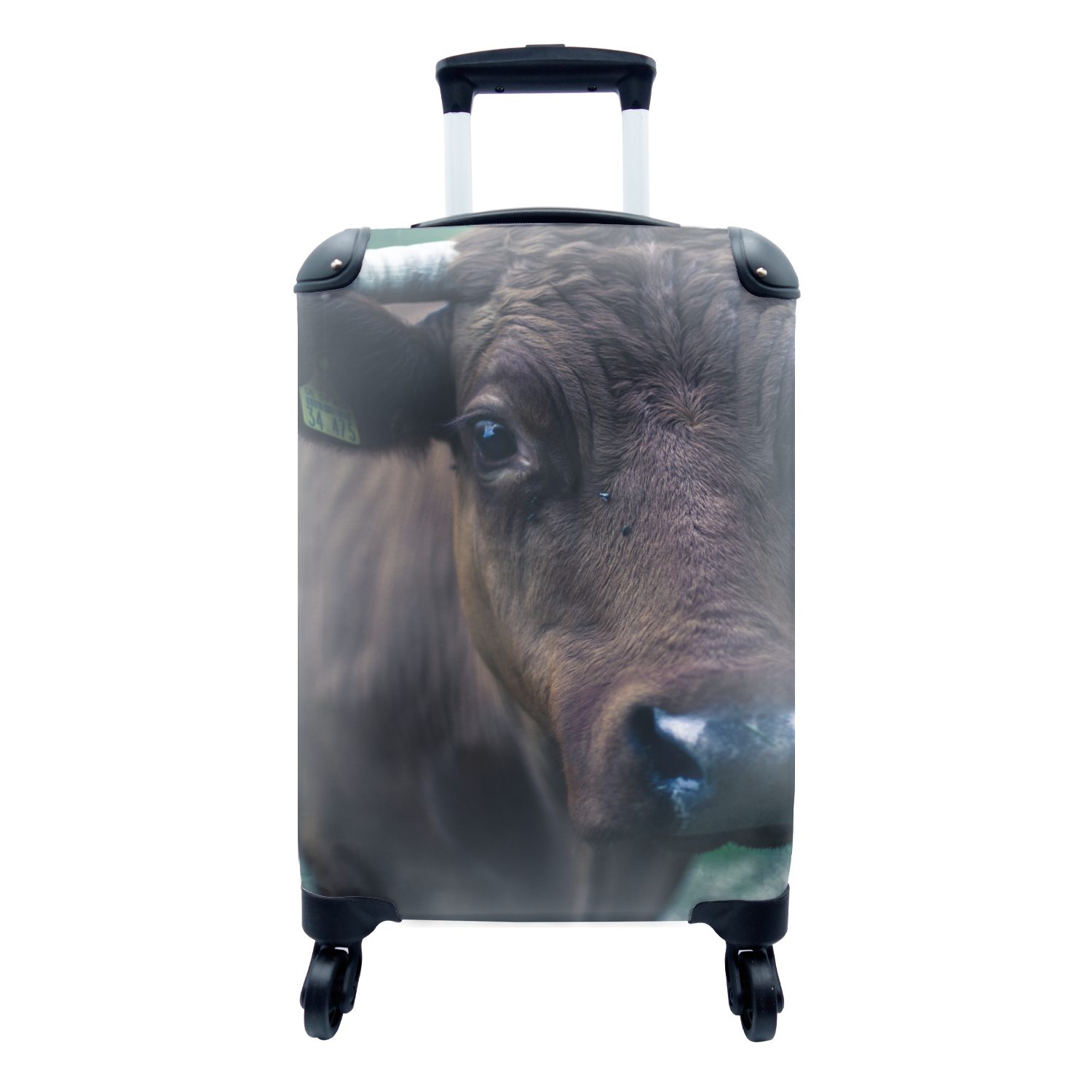 MuchoWow Handgepäckkoffer Tiere - Kuh - Auge, 4 Rollen, Reisetasche mit rollen, Handgepäck für Ferien, Trolley, Reisekoffer