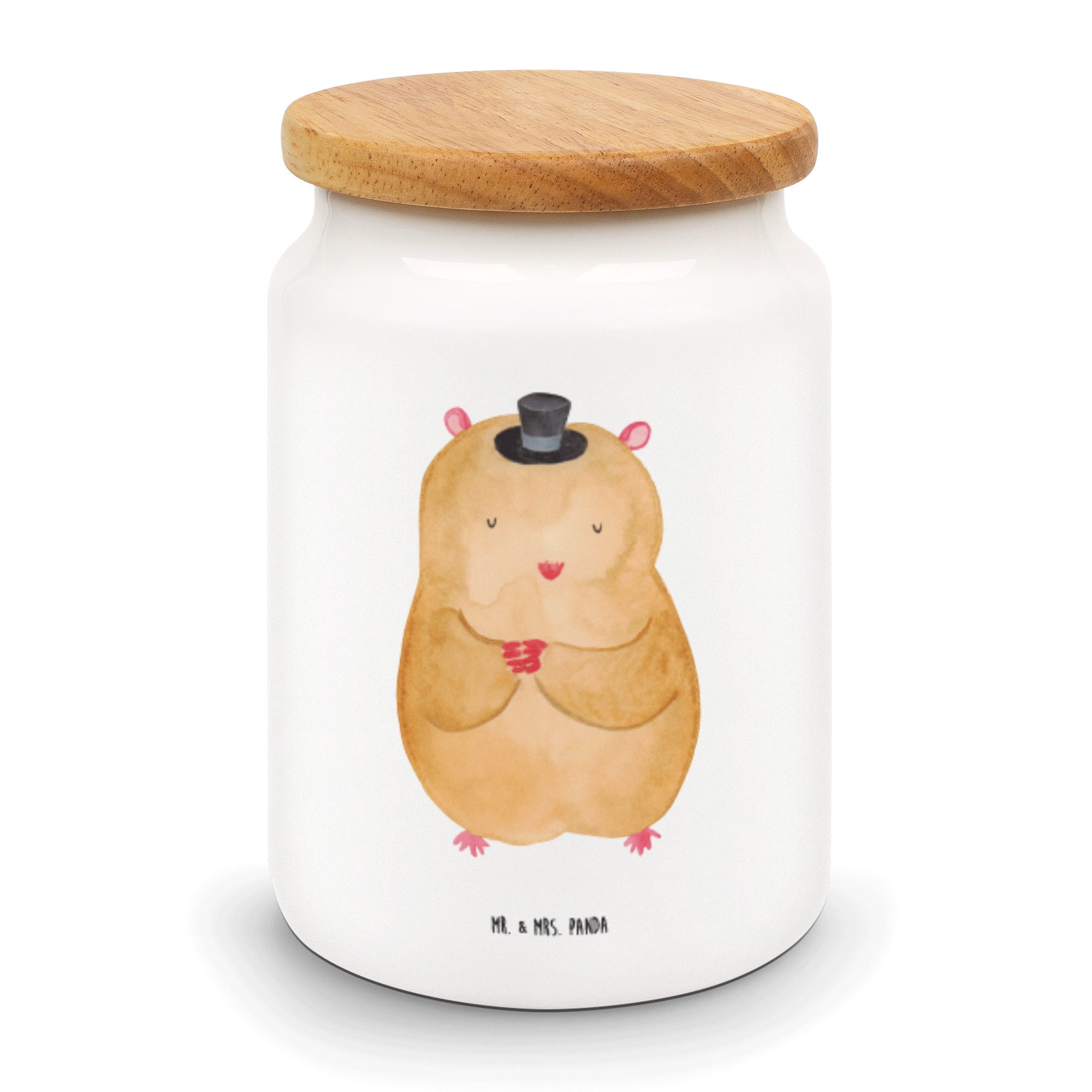 Mr. & Mrs. Panda Vorratsdose Hamster mit Hut - Weiß - Geschenk, Keramikdose, lustige Sprüche, Leck, Keramik, (1-tlg)