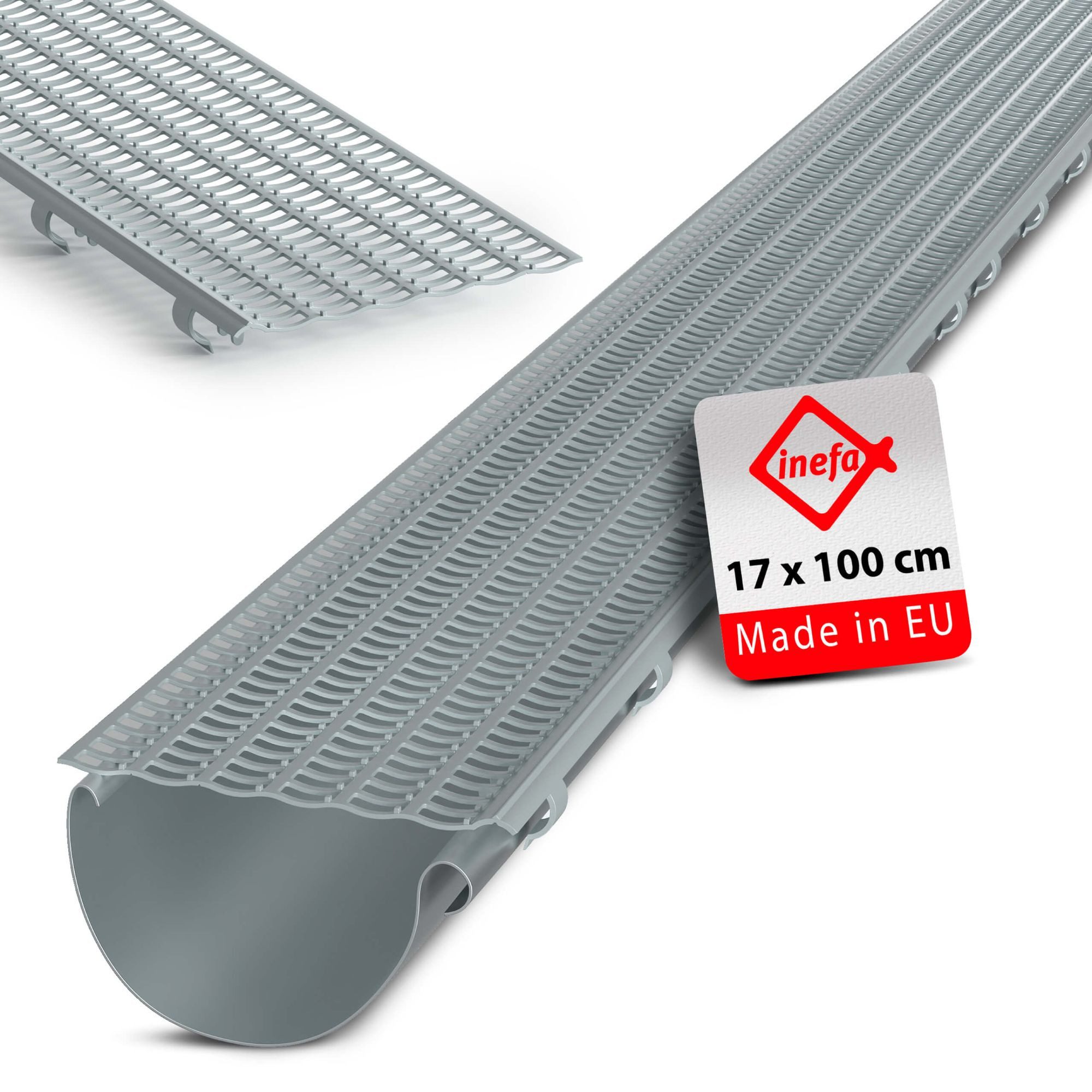 INEFA Dachrinne Laubfangstreifen Dachrinnen Laubschutz NW 100-150 (100-160mm), 100cm. 1 Stk., Dachrinnenschutz, Dachrinnenabdeckung Made in Germany