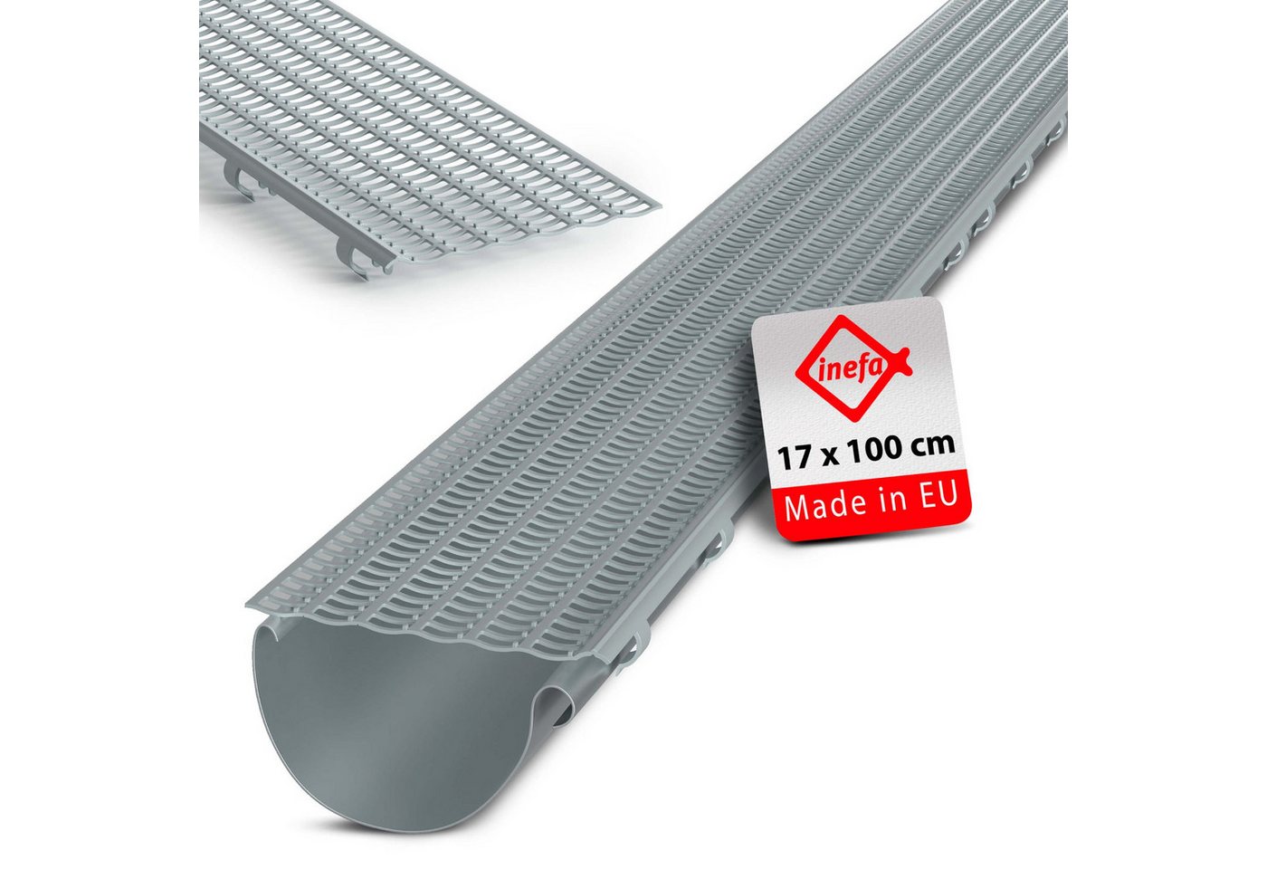 INEFA Dachrinne Laubfangstreifen Dachrinnen Laubschutz NW 100-150 (100-160mm), 100cm. 1 Stk., Dachrinnenschutz, Dachrinnenabdeckung Made in Germany