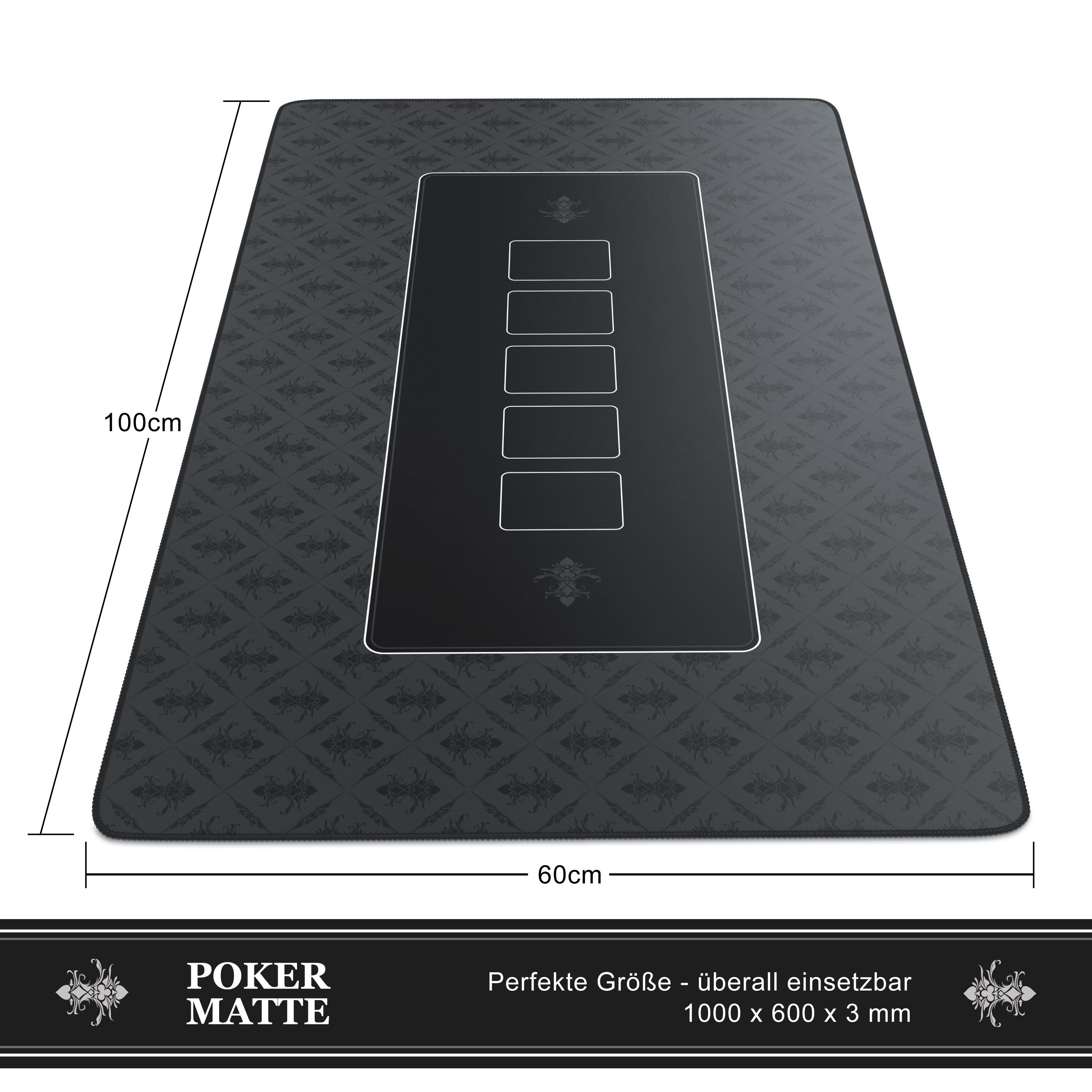 CSL Spieltisch XXL Profi Pokermatte 100x60cm, Tischauflage für Poker, Pokertisch Auflage, Gummiunterseite für stabilen Halt, abwaschbar – Bild 3 von 5