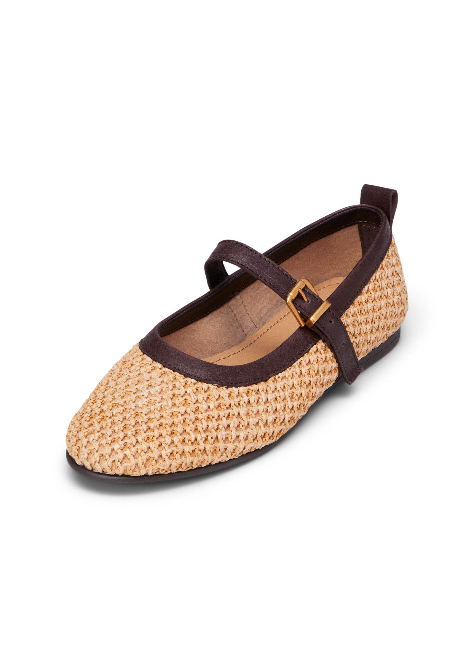 Marc O'Polo in Raffia-Bast-Optik mit Leder Ballerina
