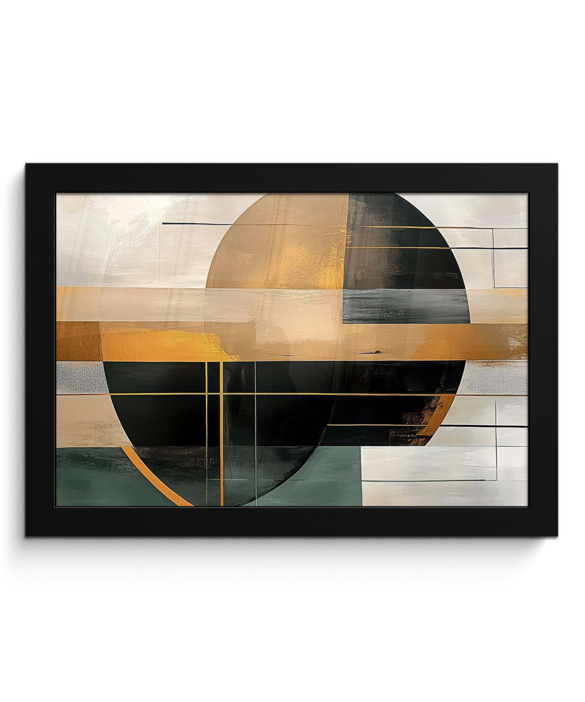 MuchoWow Poster Abstrakt - Gold - Bronze - Grün - Formen - Modern, (1 St), Wandbilder, Deko Wohnzimmer Schlafzimmer, 30x20 cm