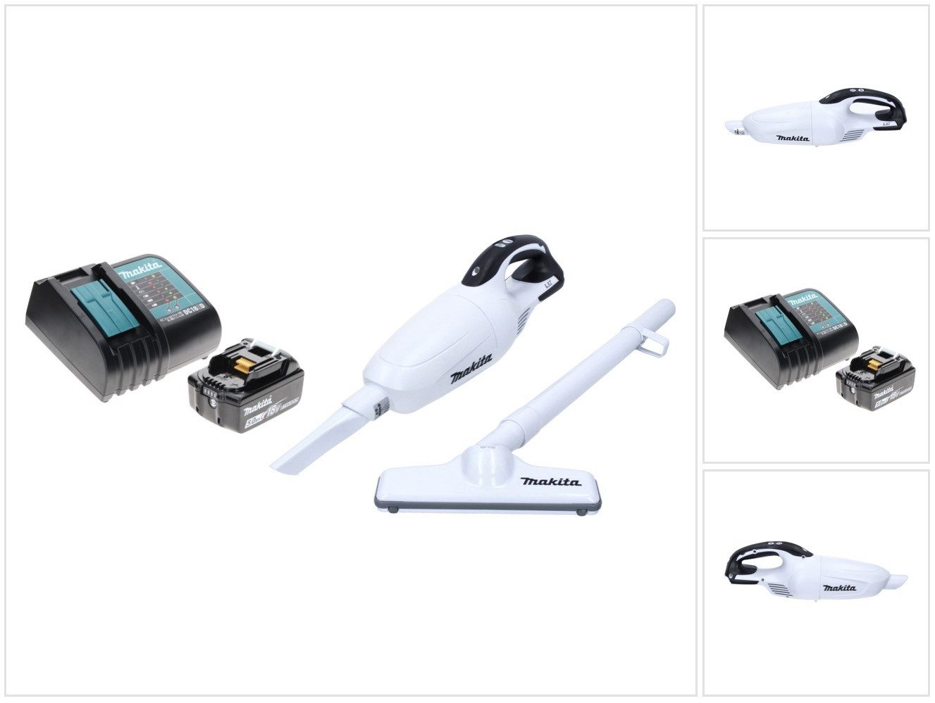 Makita Akku-Handstaubsauger DCL 181 FRT1 W Akku Staubsauger 18 V Weiß + 1x Akku 5,0 Ah + Ladegerät
