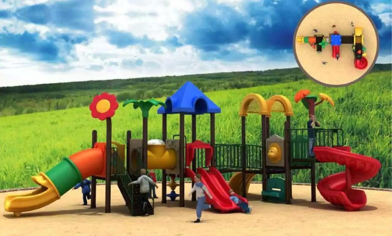 Xlmoebel Spielturm Buntes Spielhaus mit Rutschen für Outdoor-Abenteuer, Hergestellt in Europa